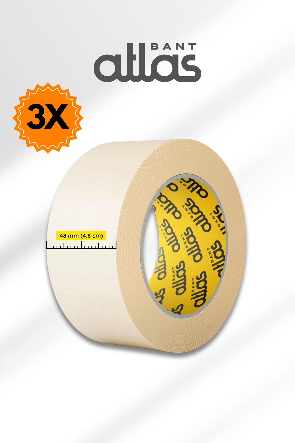 Atlas Maskeleme Bant (3 ADET) Çok Amaçlı 48mm - Iz Bırakmaz, Boya Ve Genel Kullanım, Mukavemetli
