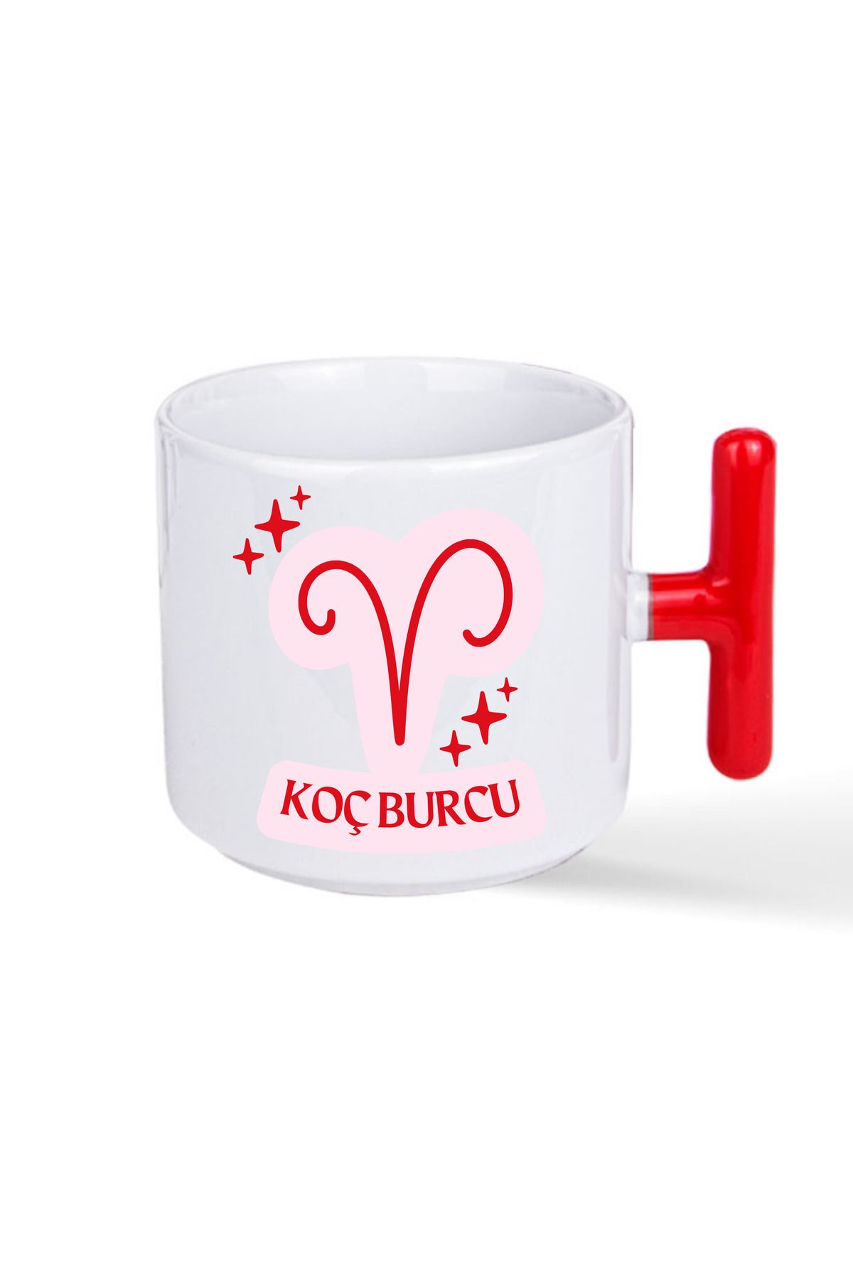 NACARLAR Koç Burcuna Özel Baskılı Kırmızı T Kulplu Kupa Bardak