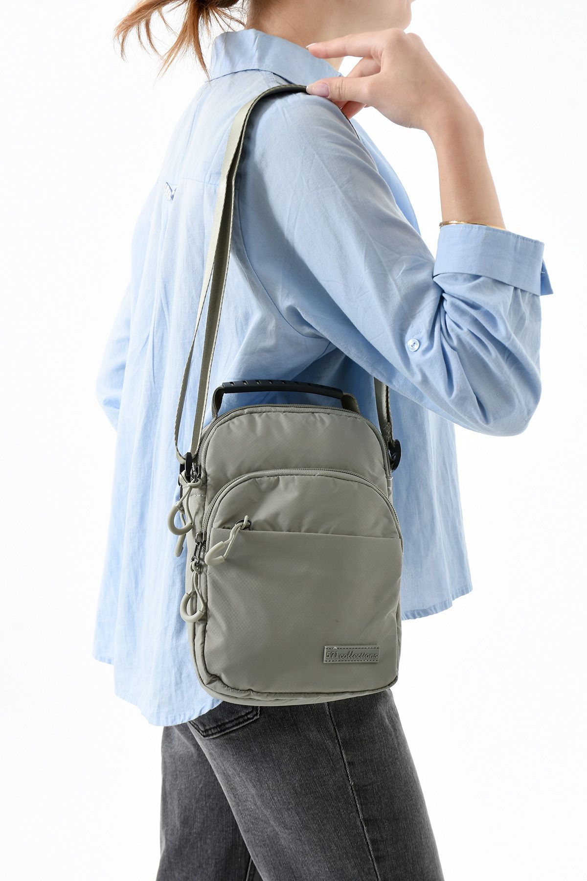 Çanta Trend 571 Collections Çanta Üç Bölmeli Unisex Göğüs (Bodybag) - El Çantası Vizon (Model: 571-9P)