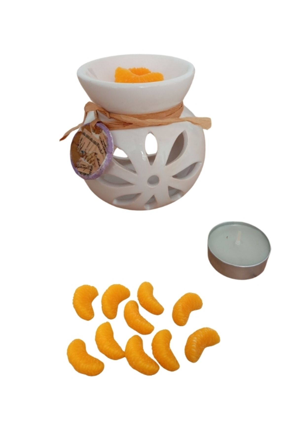 Gülşahın Tasarım Atölyesi Buhurdanlık / Kokulu mini mum / Tealight / Şeftali esanslı