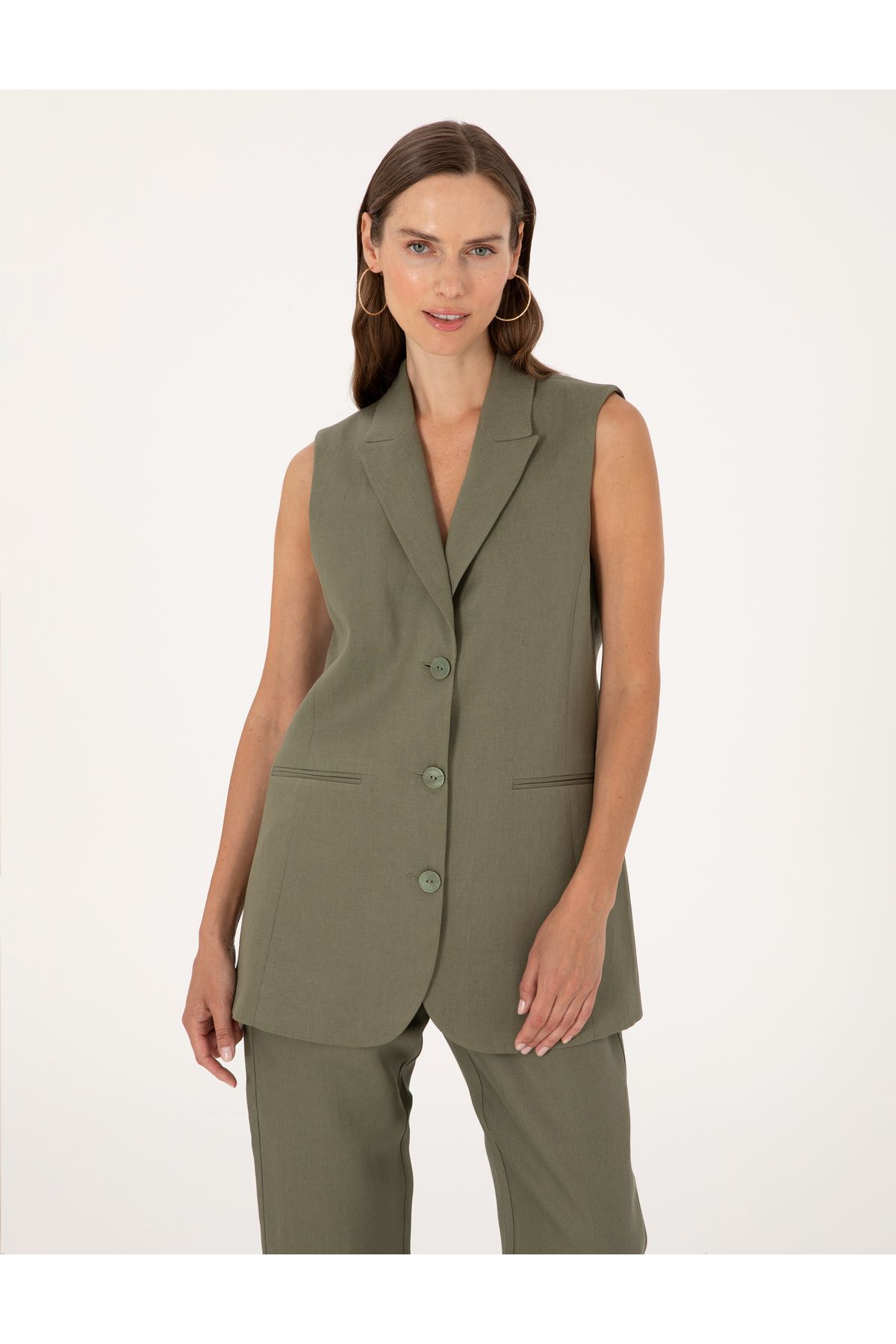 Pierre Cardin Haki Regular Fit Yelek 50299950-VR027
