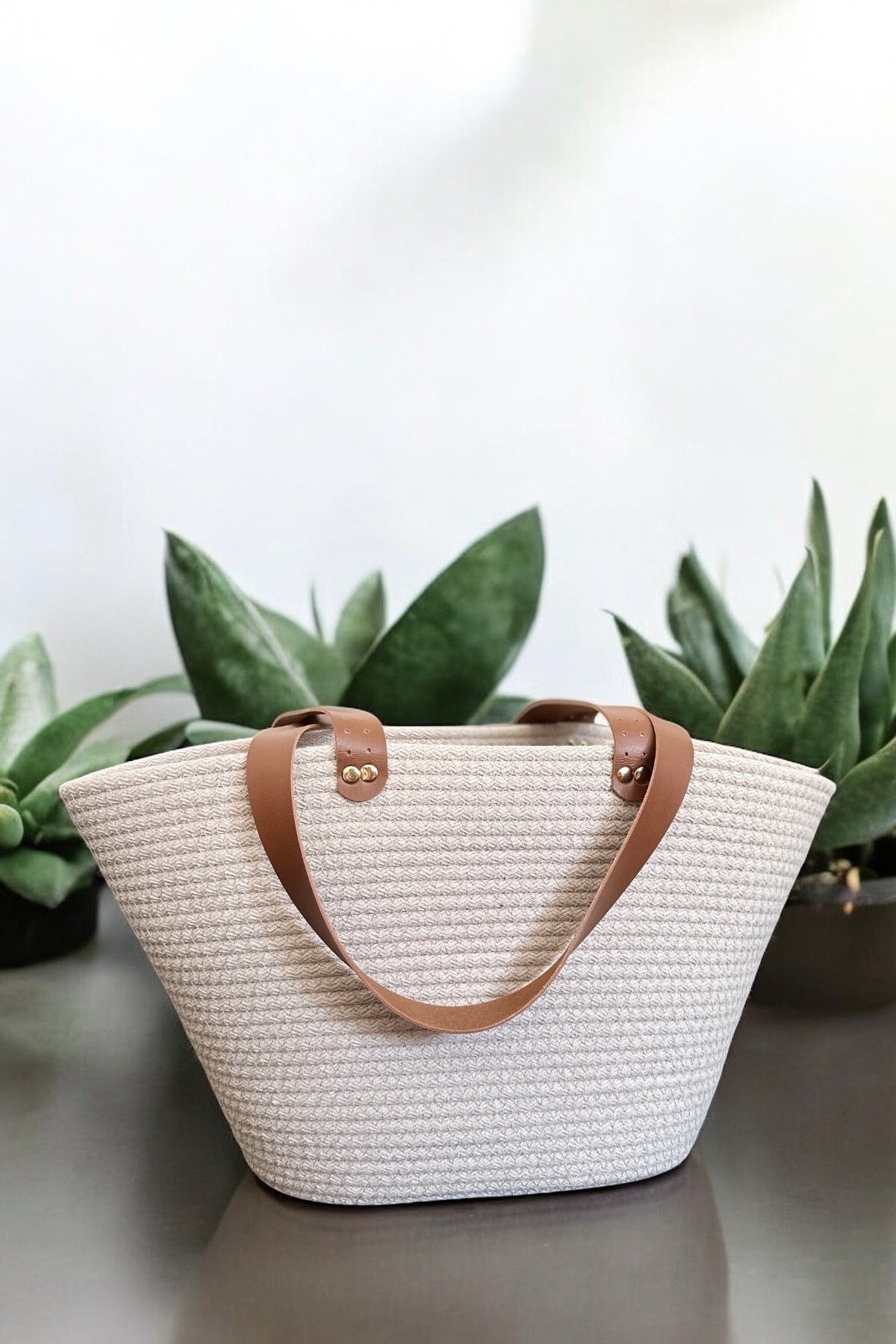 mom girl atelier Kadın Deri Saplı Açık Kahve Omuz Çantası