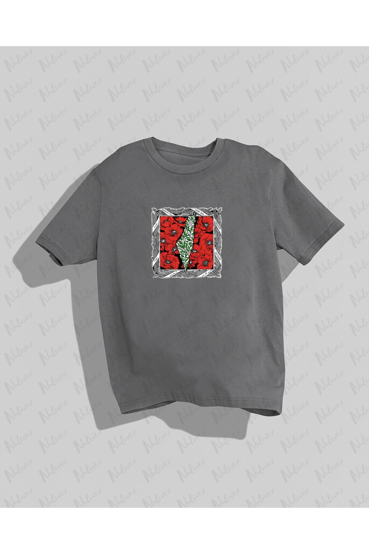 Nulivez Filistin Tasarımı Baskılı Yüksek Kalite Kompakt Unisex Oversize T-Shirt