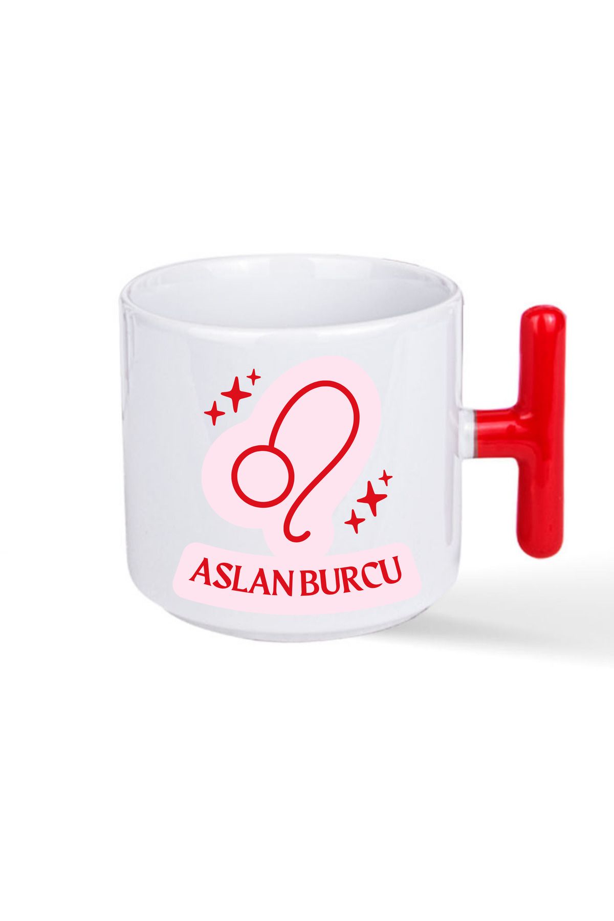 NACARLAR Aslan Burcuna Özel Baskılı Kırmızı T Kulplu Kupa Bardak
