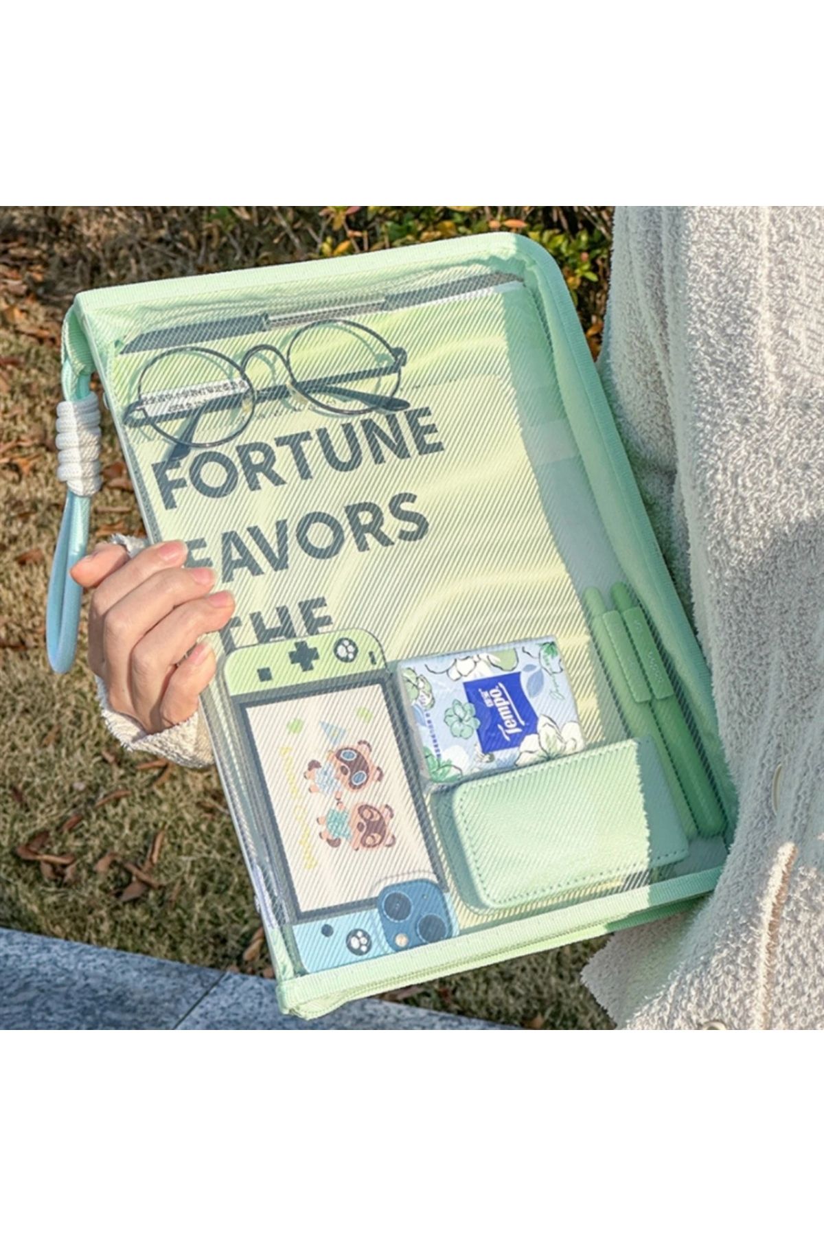 GlassySKY-Transparent and Folding Practical A4 Portable Storage Bag, School Office Work Organizer Briefcase 5