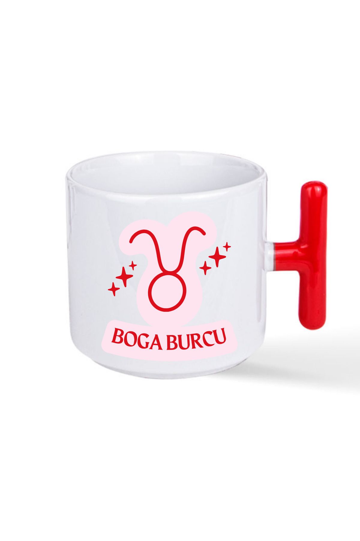 NACARLAR Boğa Burcuna Özel Baskılı Kırmızı T Kulplu Kupa Bardak