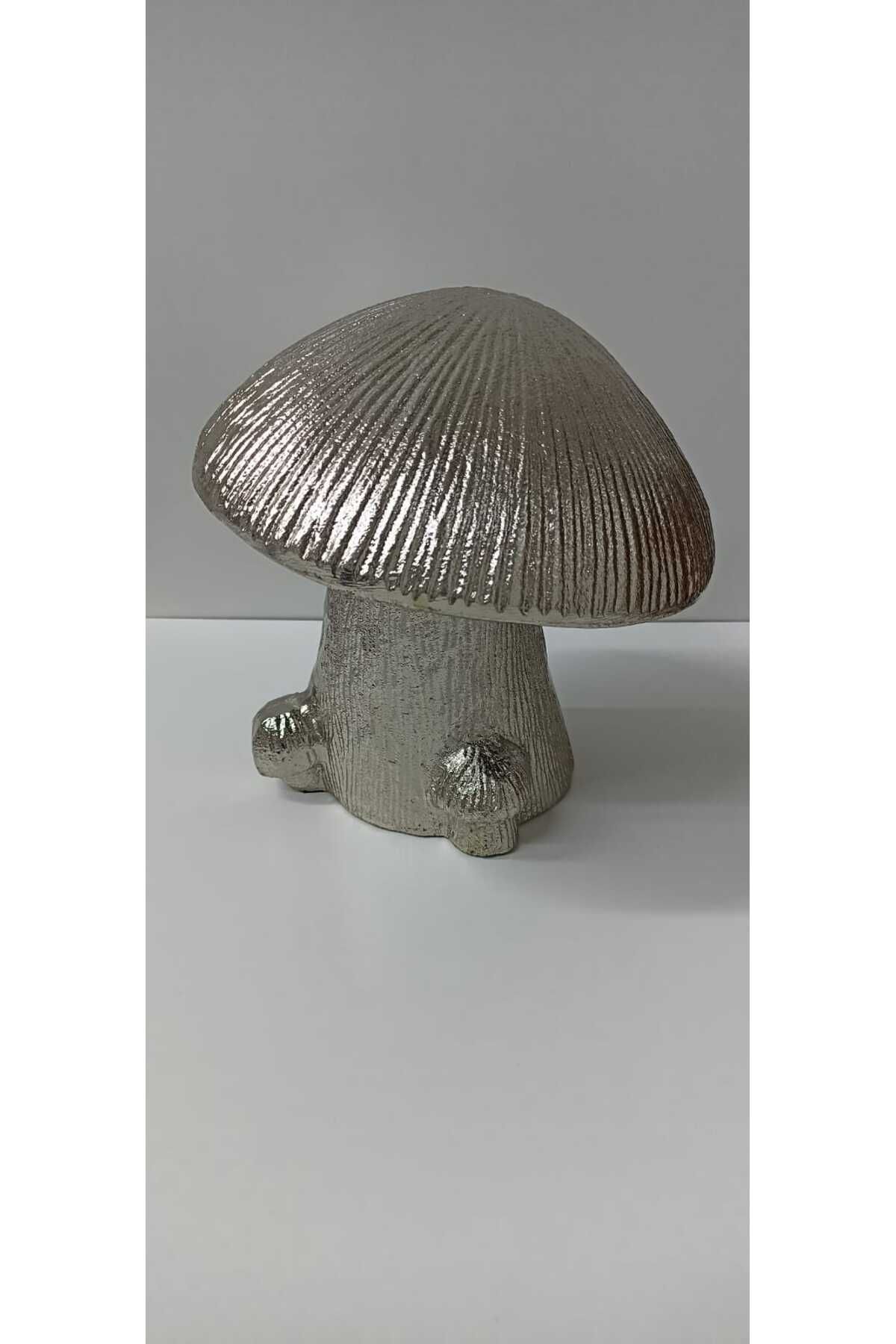 Yonca Hediyelik ŞIK TASARIM ( GÜMÜŞ - GOLD )ALÜMİNYUM DÖKÜM MANTAR HEDİYELİK BİBLO (18 CM )