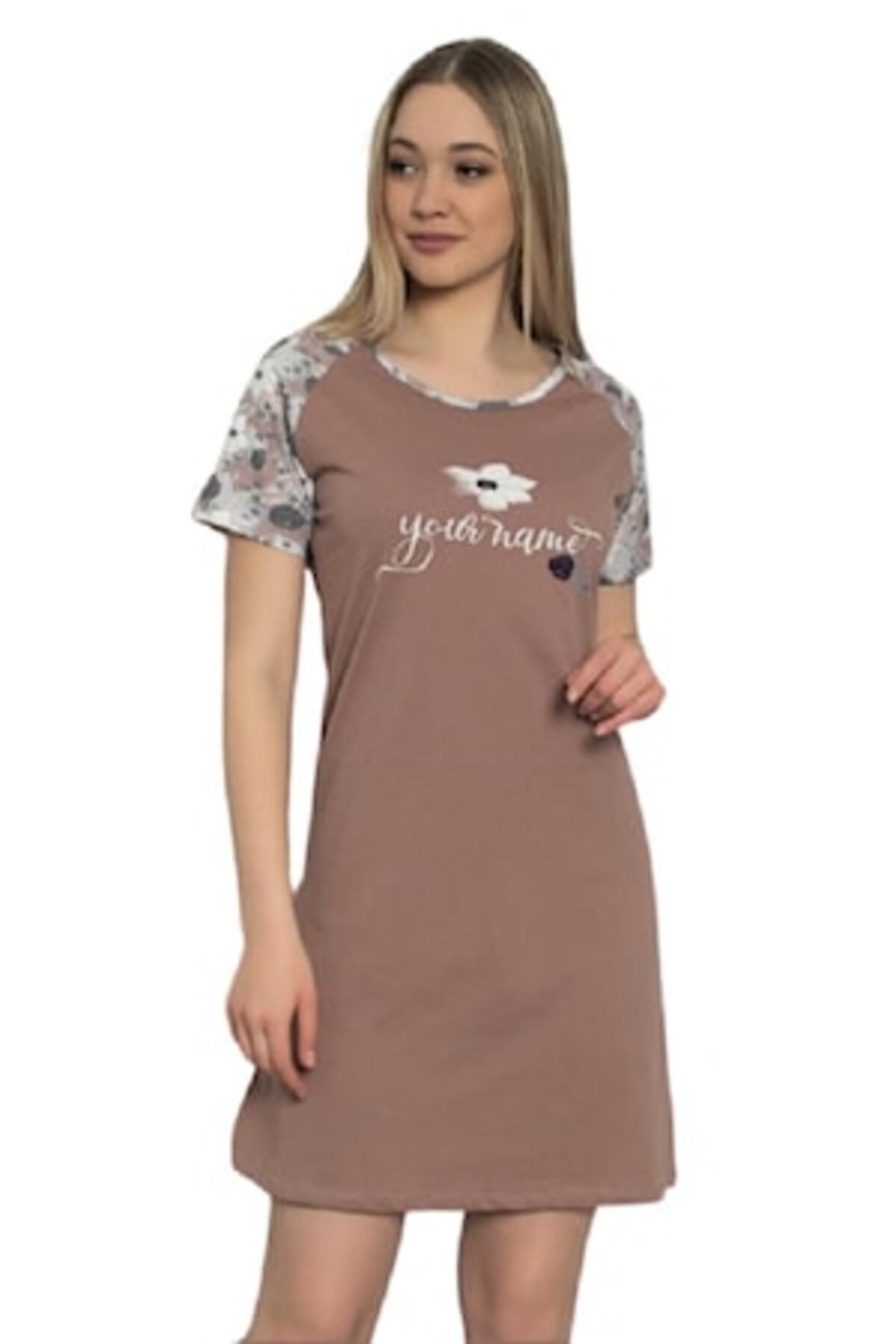 BAKİ-Dress, Baki, Midi with text your name print, Brown, M 1