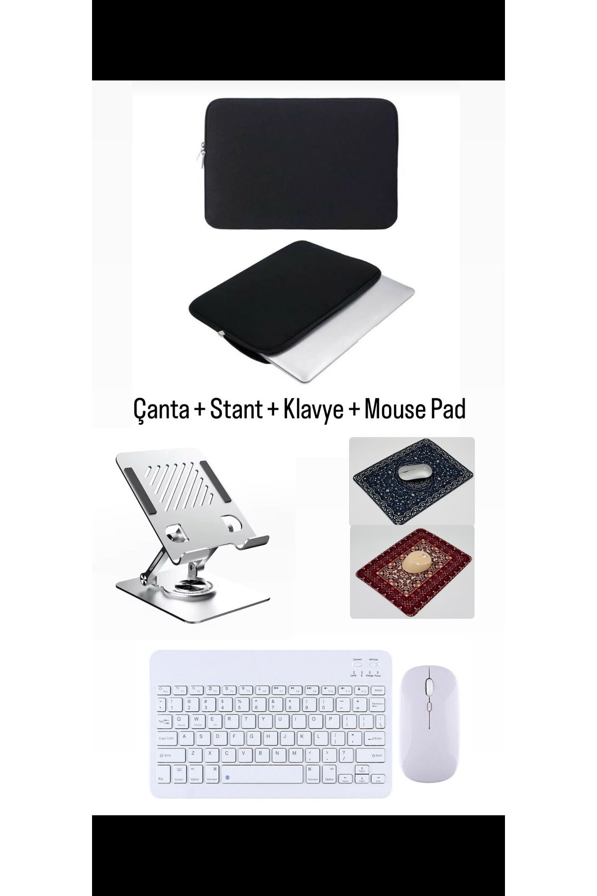 corcishop Iconia M10 10.1" Uyumlu 4in1 Set Çanta Klavye Mouse ve Mouse Pad