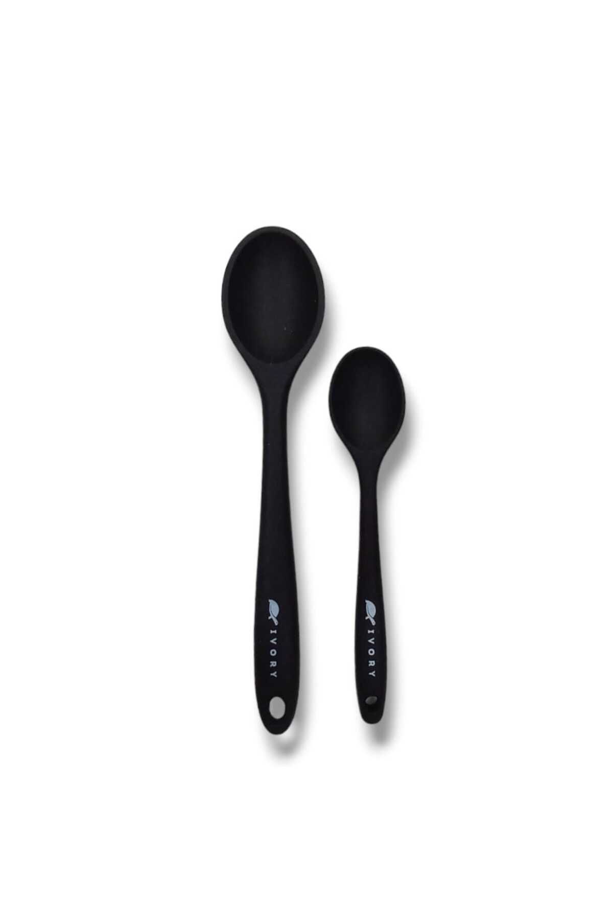 cephome güvenilir alışverişin adresi 2'li silikon kaşık seti (20 - 27,5 cm) SİYAH