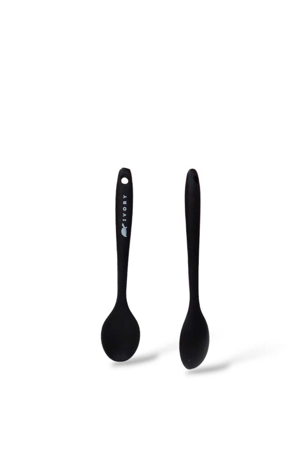cephome güvenilir alışverişin adresi İvory silikon yemek kaşığı SİYAH (27,5 cm) 1 ADET