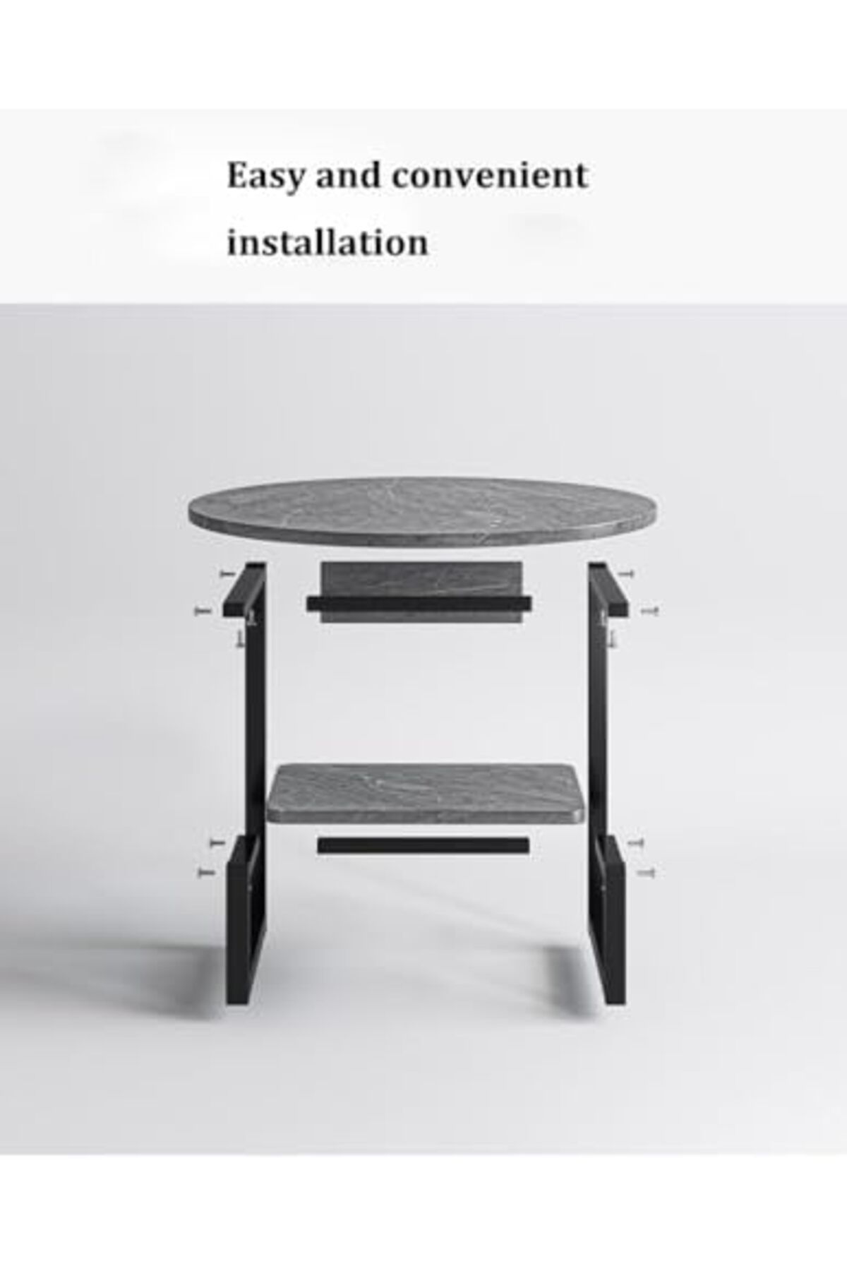 Generic-Small Place Endtable Side Table with Open Storage, 2-Tier Modern Marble Texture End Table, Sofa Side 7