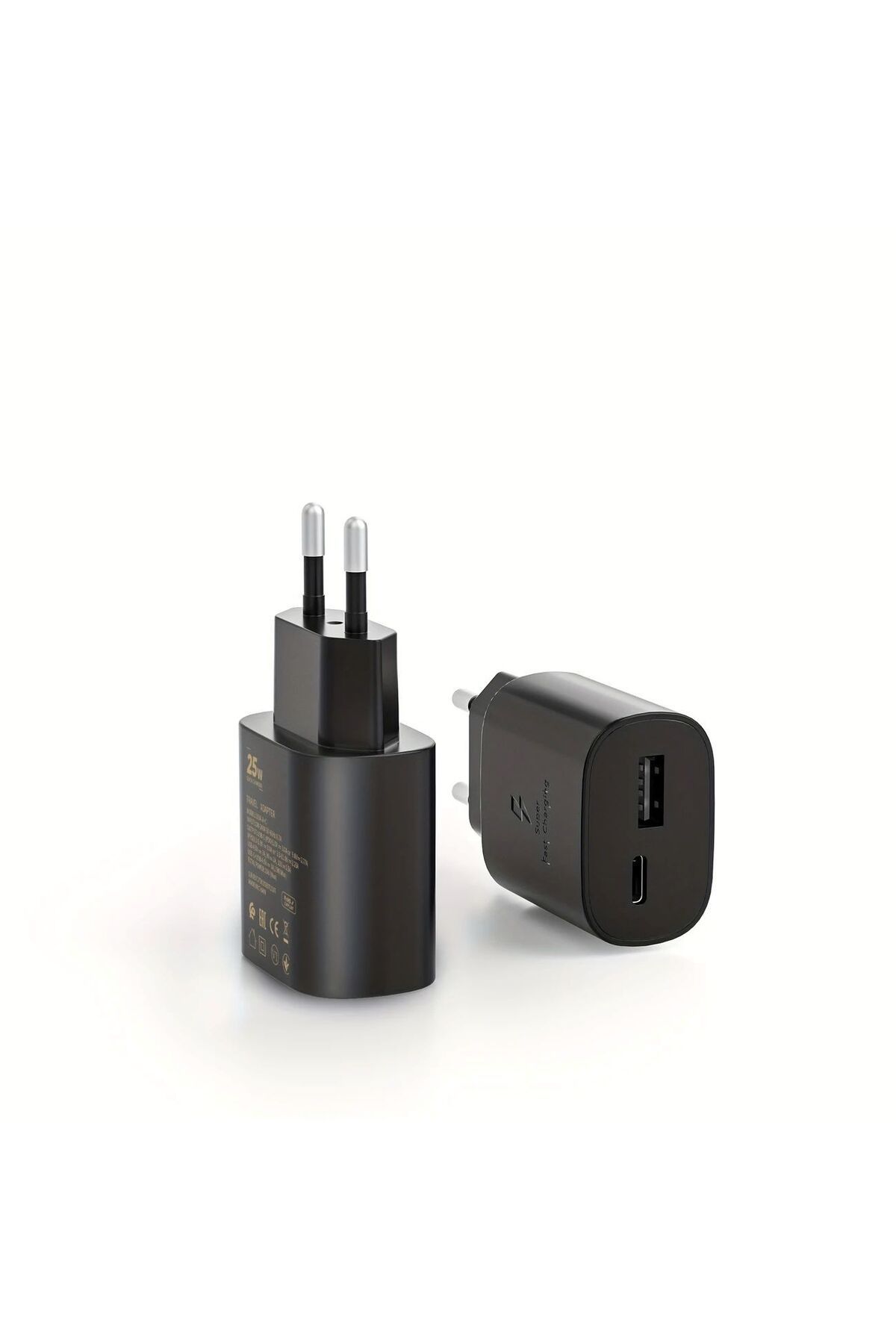 Heemax 25W Süper Hızlı Şarj Cihazı - Çift Portlu USB-C ve USB-A Seyahat Adaptörü (Avrupa Fişli)