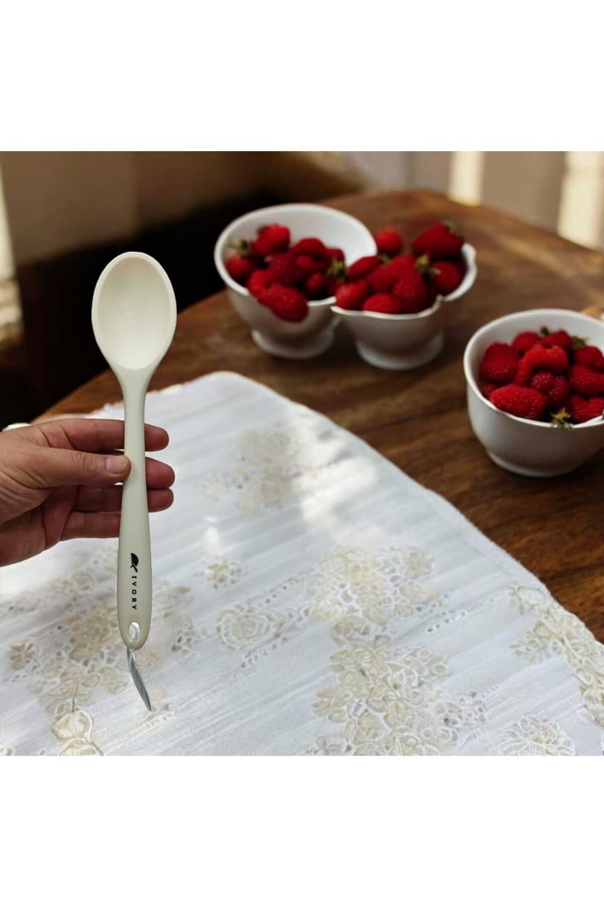 cephome güvenilir alışverişin adresi beyaz 28 cm ısıya dayanıklı - silikon kaşık