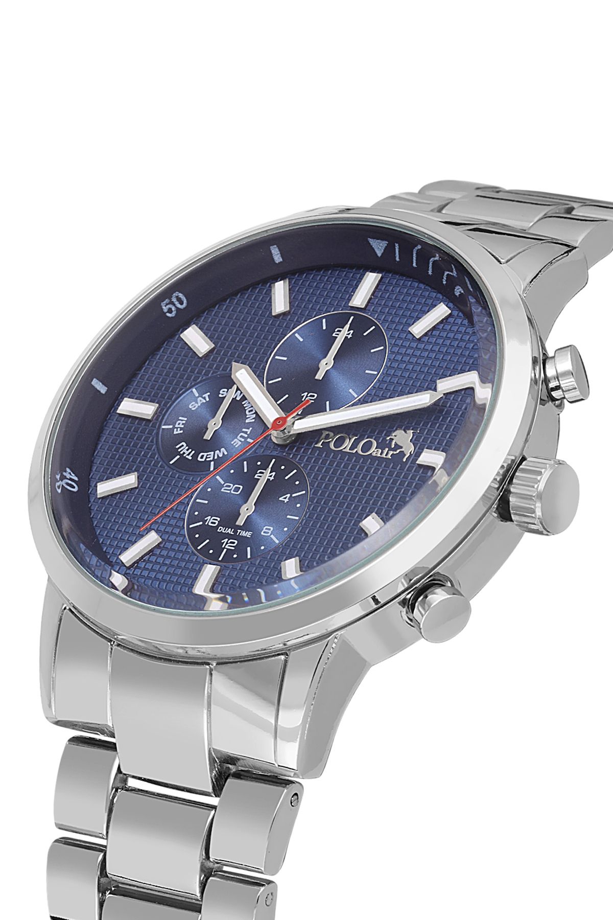 Polo Air Spor Metal Erkek Kol Saati Gümüş Lacivert Renk PL-0998E2x