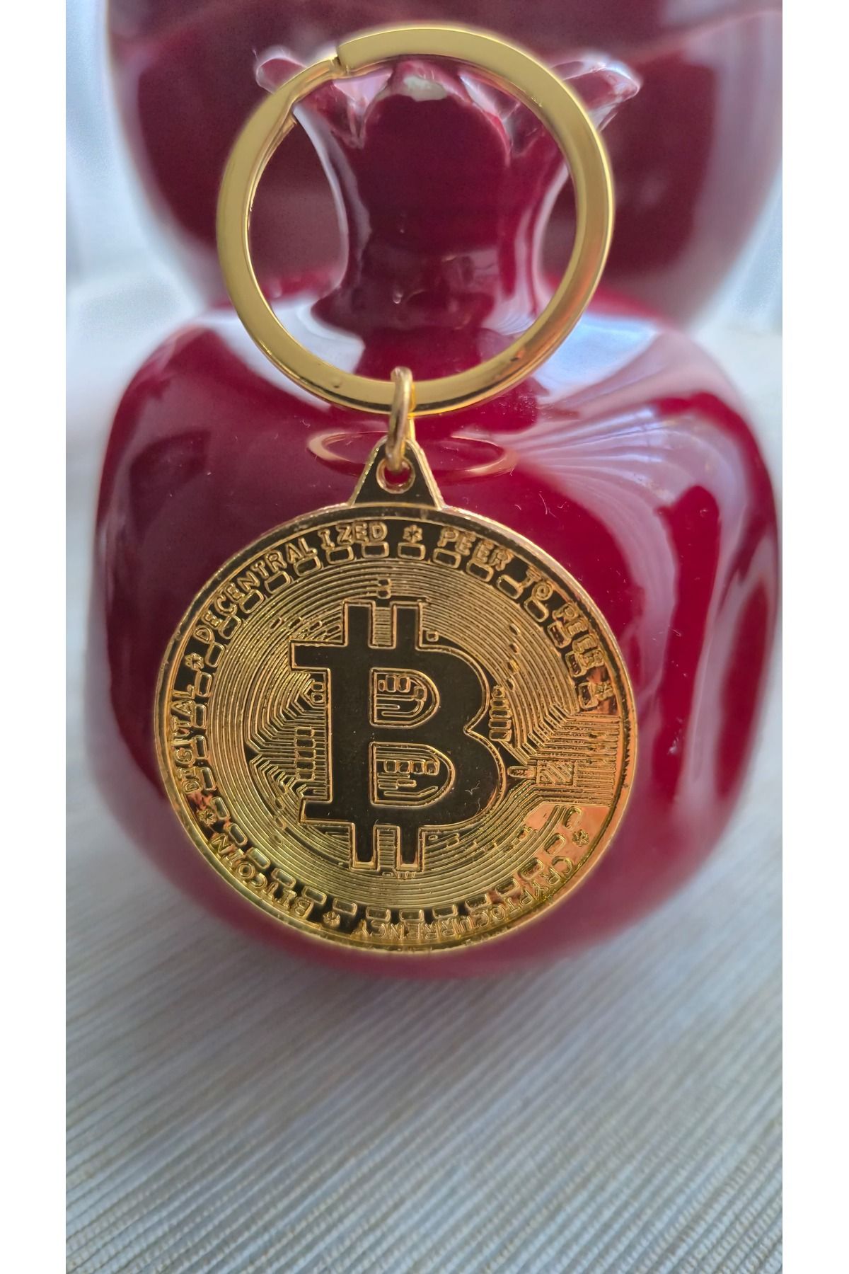 Land of Souvenir Metal Çift Yüzlü Bitcoin Anahtarlık