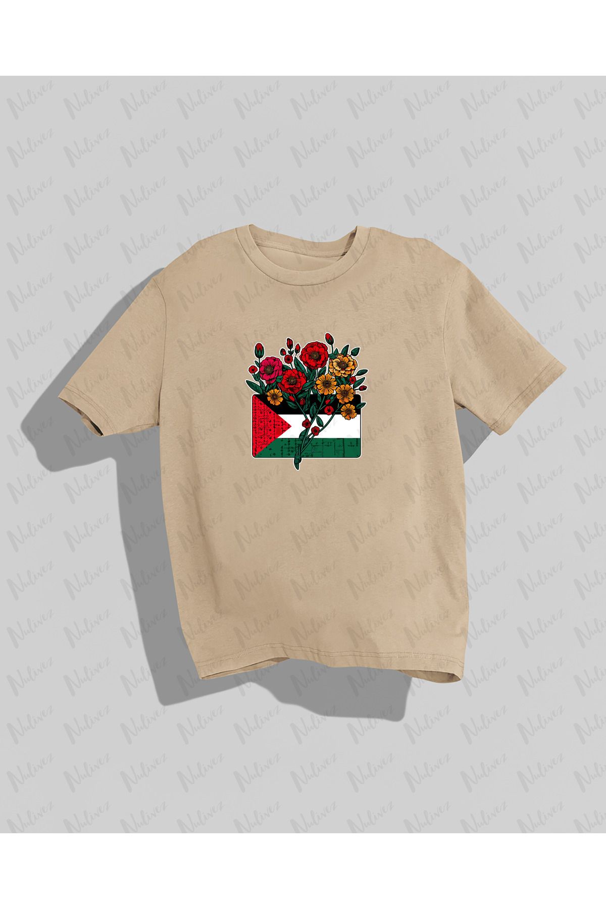 Nulivez Filistin Tasarımı Baskılı Yüksek Kalite Kompakt Unisex Oversize T-Shirt