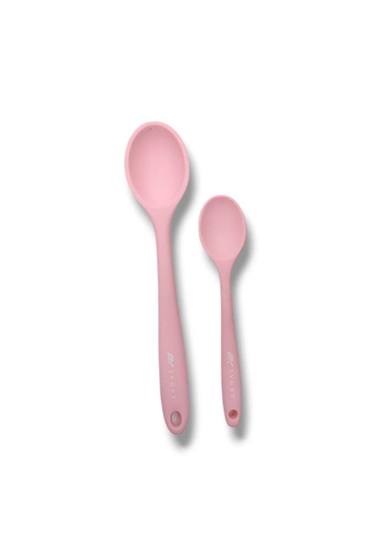 cephome güvenilir alışverişin adresi 2'li silikon kaşık seti (20 - 27,5 cm) PEMBE