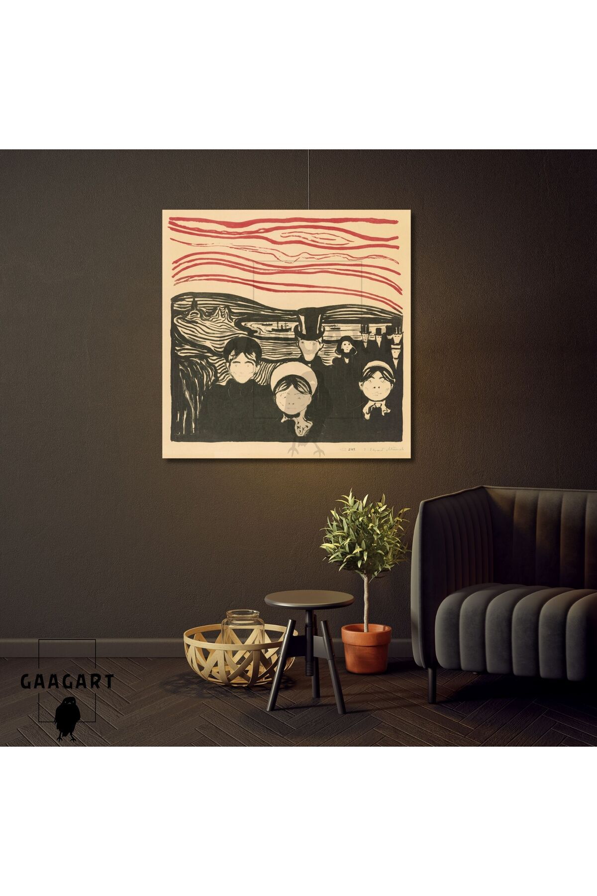 GAAGART Kare Kanvas Tablo Ünlü Eserler Edvard Munch Angst (1896)