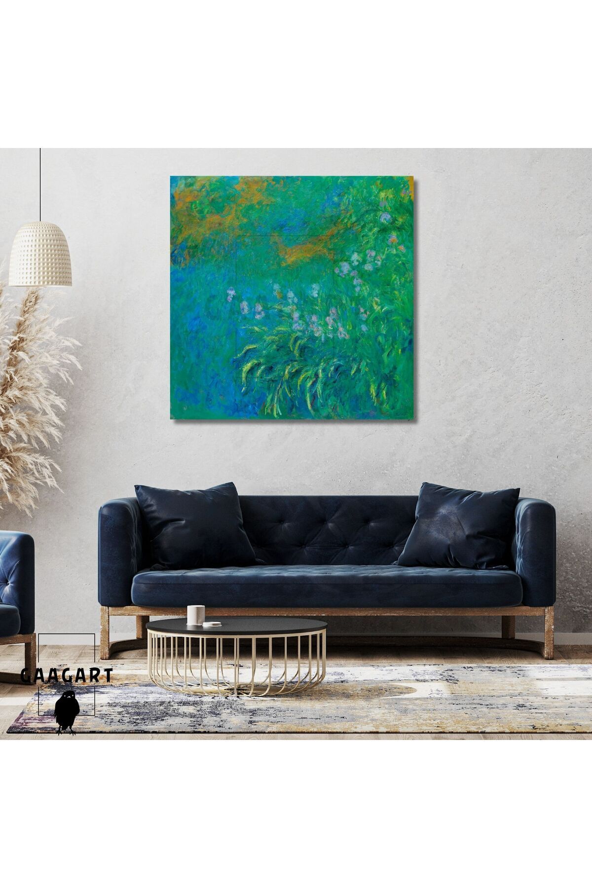GAAGART Kare Kanvas Tablo Ünlü Eserler Claude Monet İrises Blue