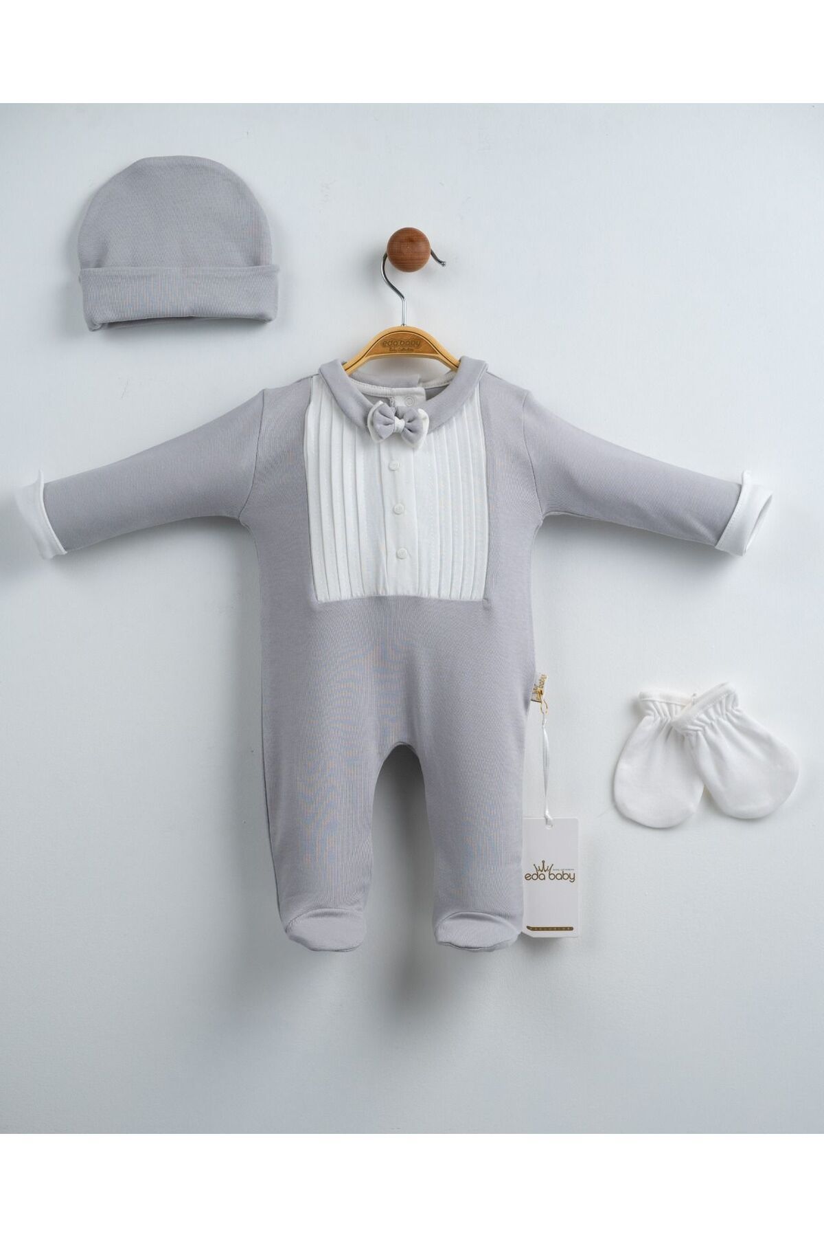 yuga kids Papyon Detaylı 3 Parça Ayaklı Tulum Set