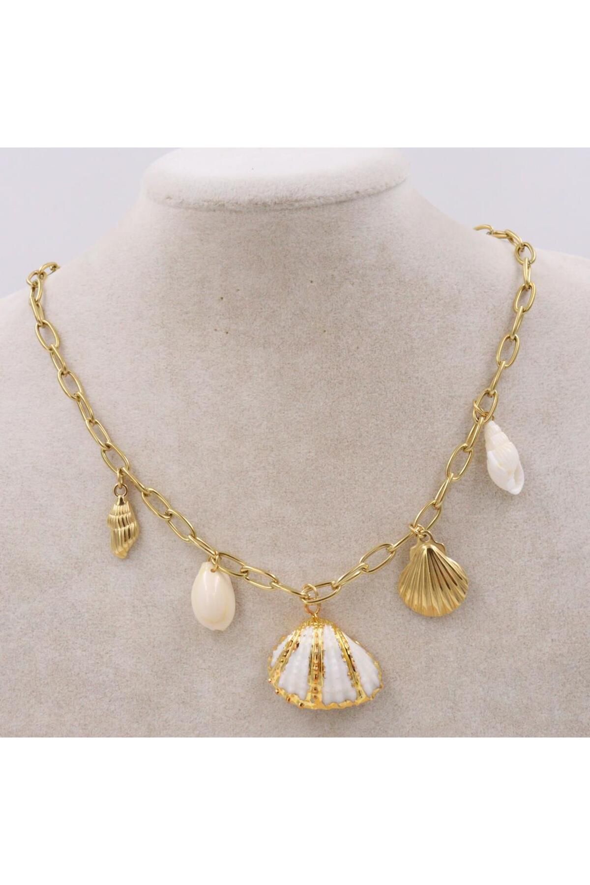 mercanjewelry VİP Deniz Kabuğu Yaz Kreasyon Gold Kolye