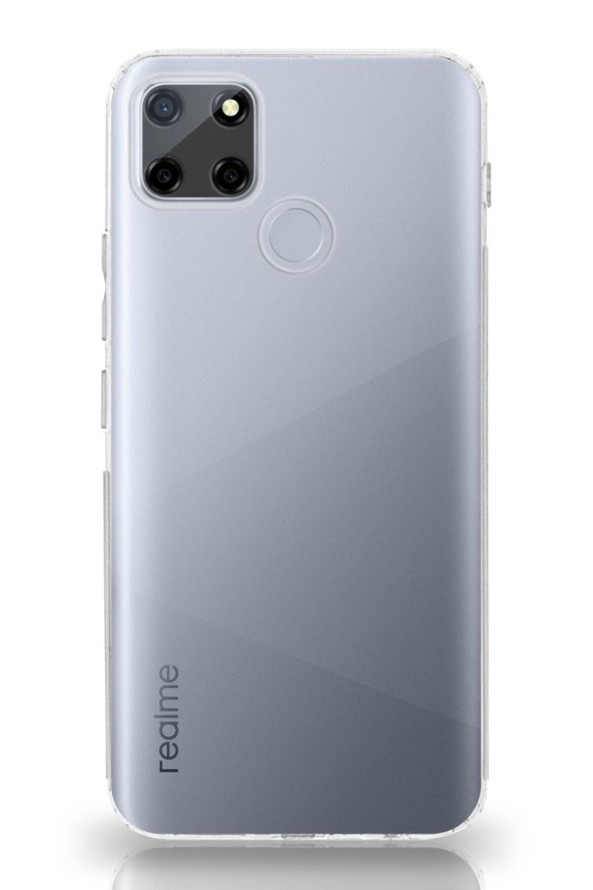 TezMax Realme C25s Uyumlu Kapak Kamera Korumalı Şarj Tıpalı Şeffaf Silikon Kılıf