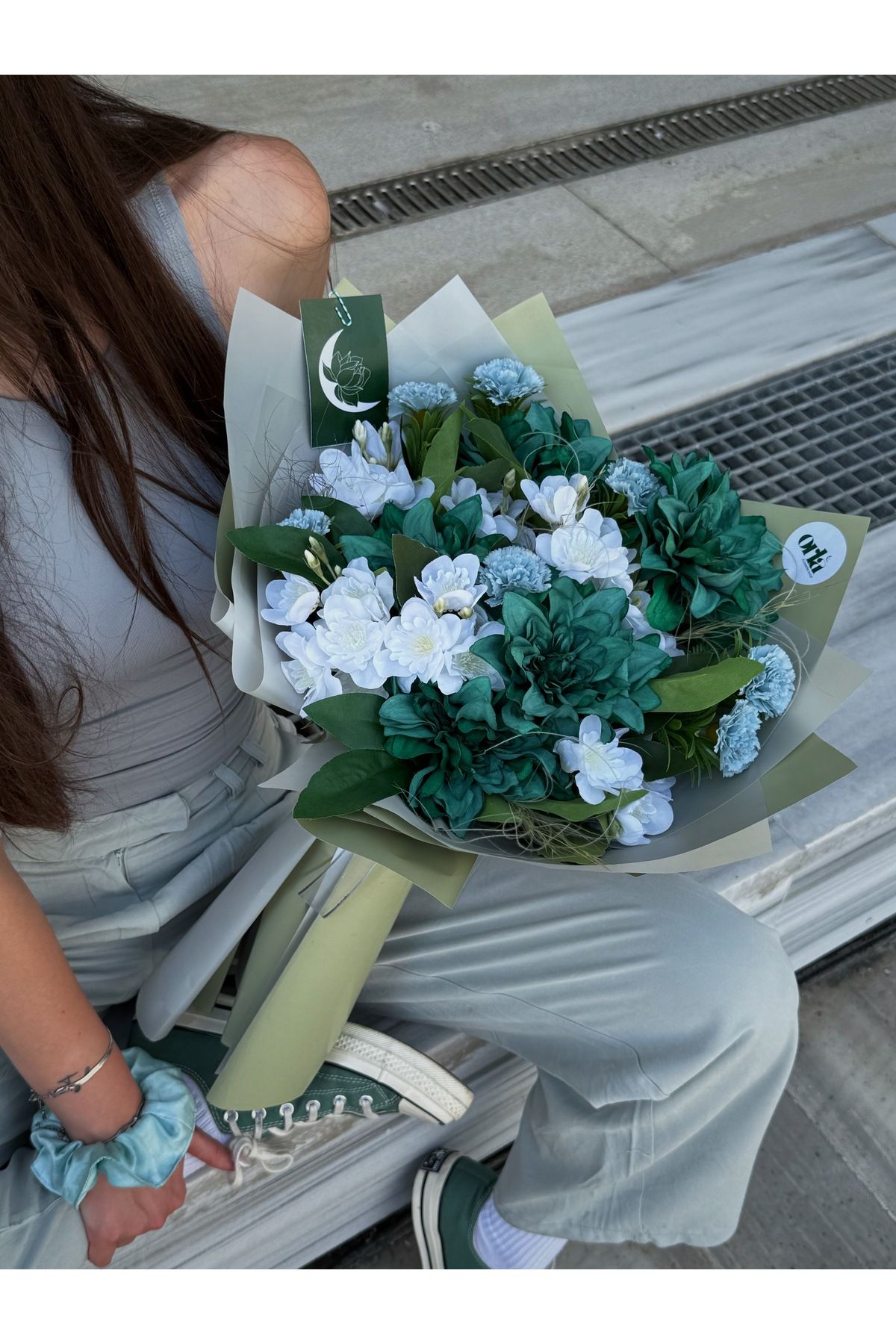 orla flower yapay buket Mint bloom