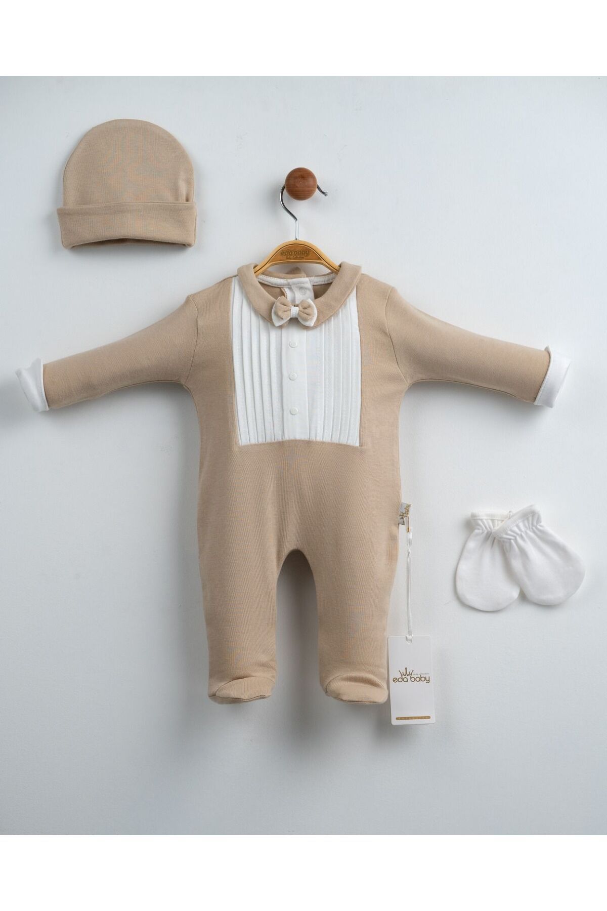 yuga kids Papyon Detaylı 3 Parça Ayaklı Tulum Set