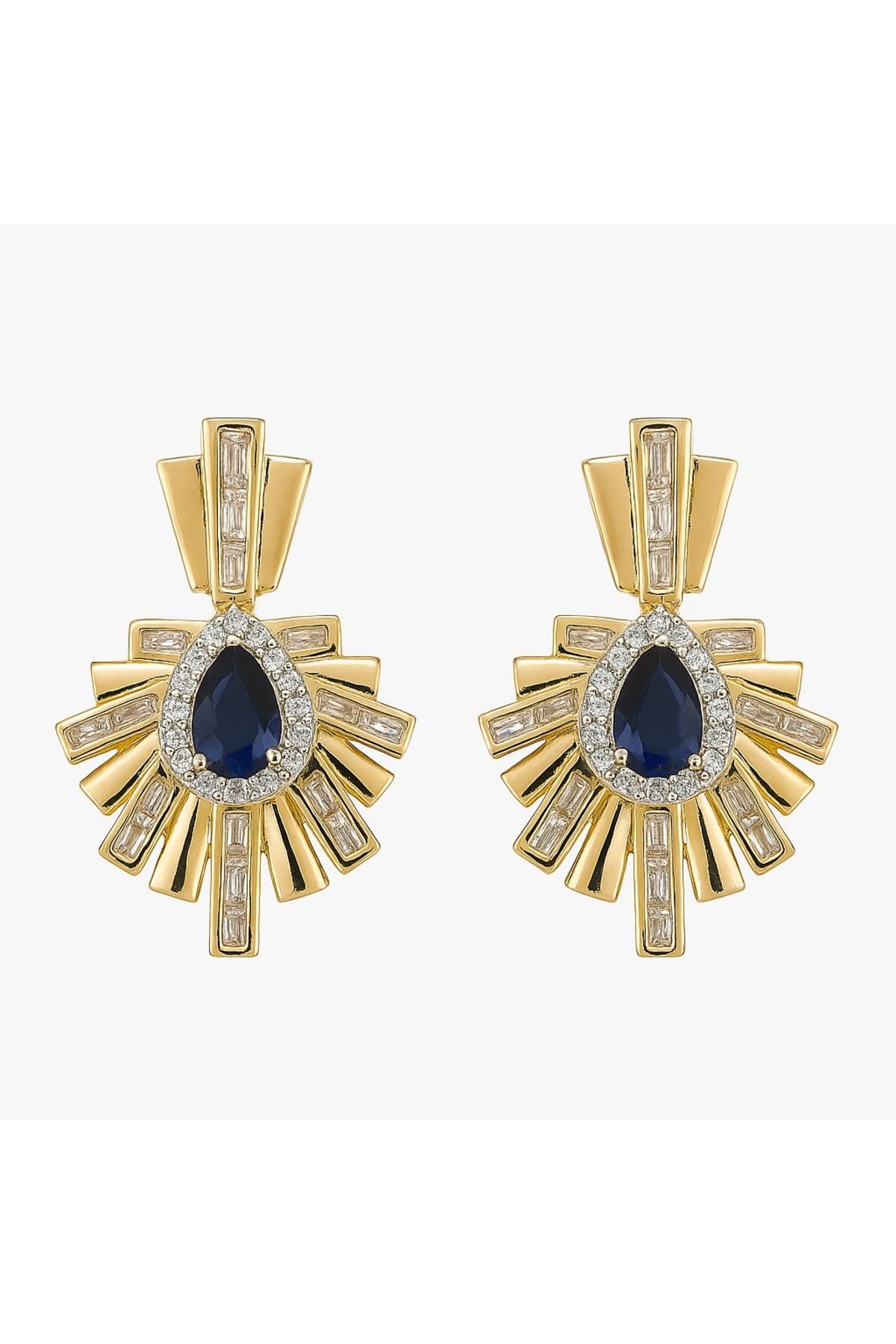 Vinya jewelry Lacivert Taş Tasarım Küpe