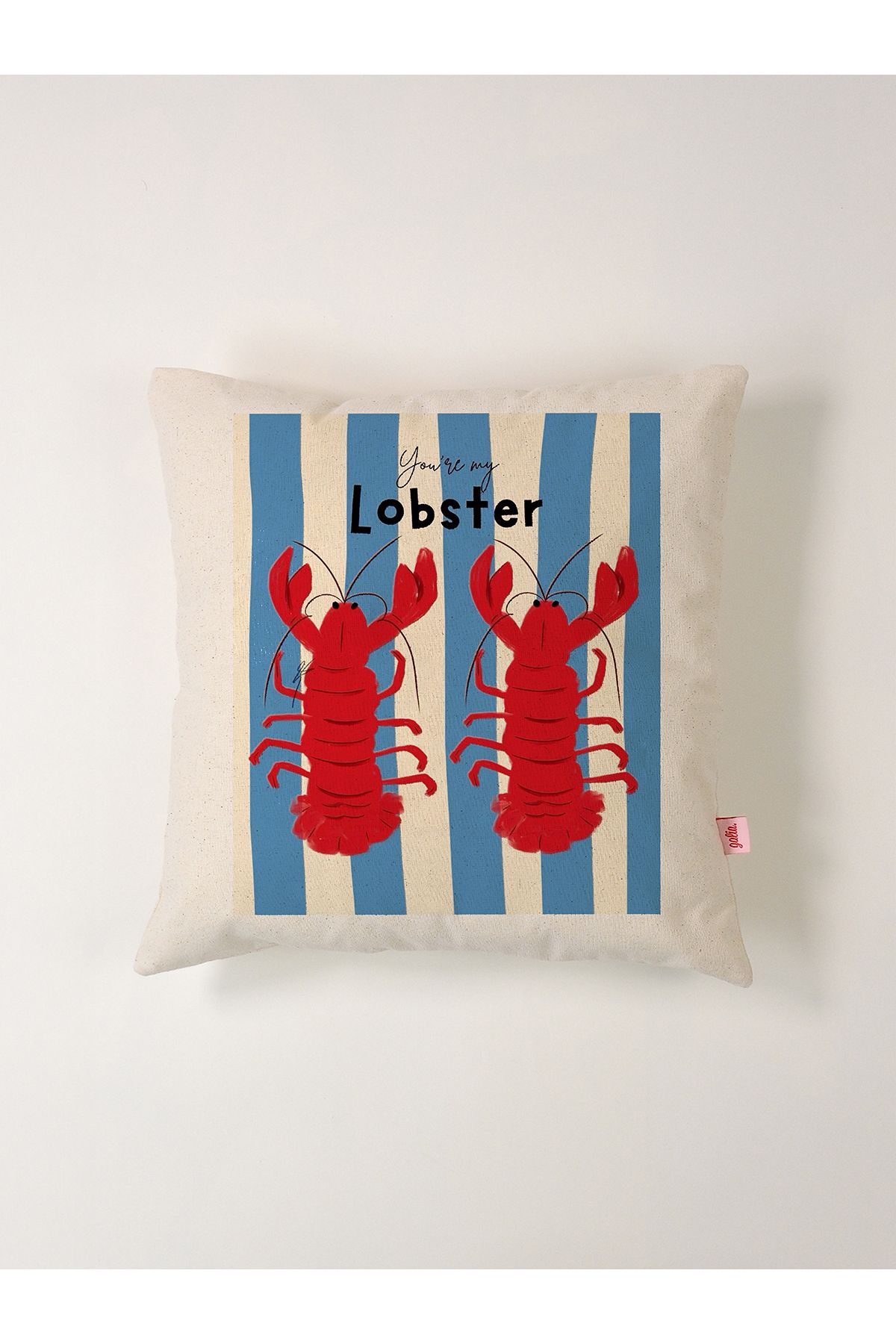 Galia Tasarım You're My Lobster – Yıkanmış Keten Kırlent Kılıfı (45x45 cm)