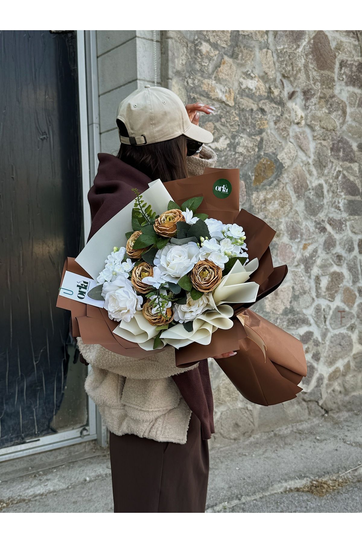 orla flower yapay buket Mocha Bloom