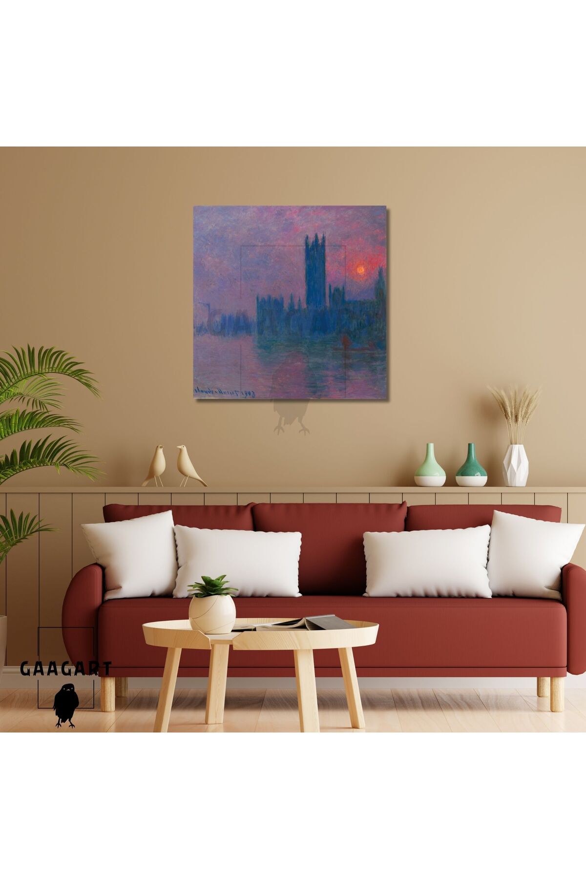 GAAGART Kare Kanvas Ünlü Eserler Monet Le Parlement Soleil Couchant (1900-1903)