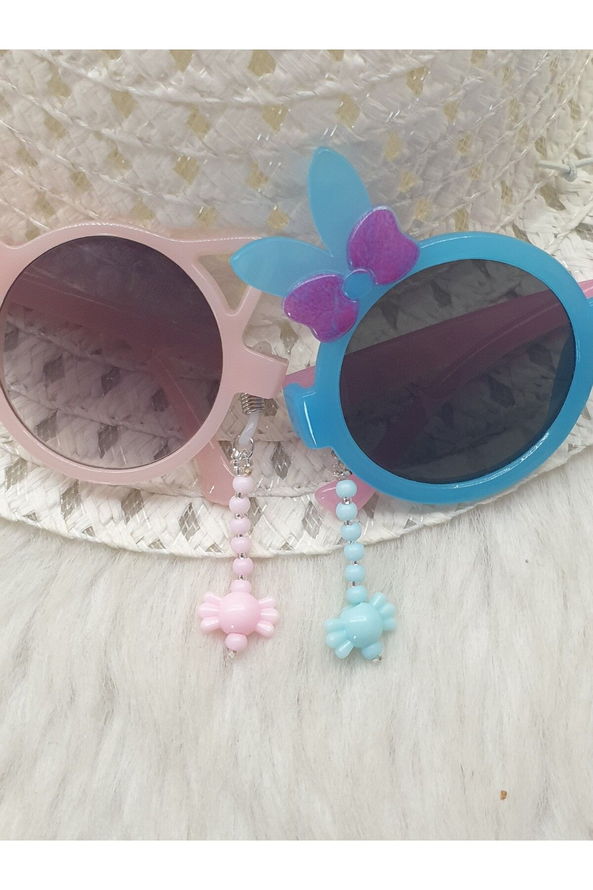 HAPPY HANDMADE 2li Süs******pembe Mavi Gözlük Süsü.güneş Gözlüğü Süsü/bebek Hediyelik