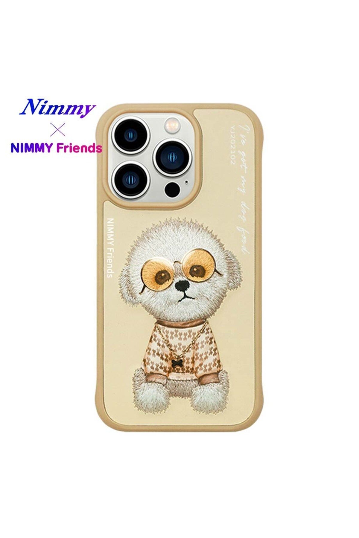 Nimmy iPhone 15 Pro Max Uyumlu 3D Gözlük Zincir Rich Kedi Nakış İşlemeli Kabartmalı Cool Glasses Kılıf
