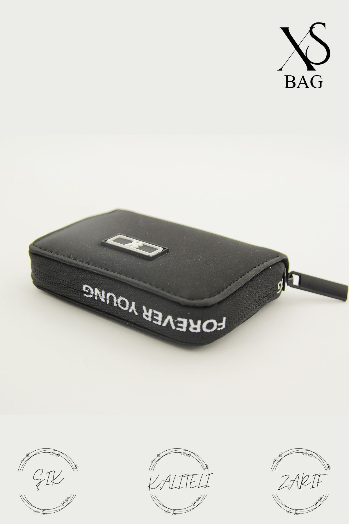 XSBAG SİYAH KADIN EL CÜZDANI SPOR TASARIM 2 BÖLMELİ 8X10 CM