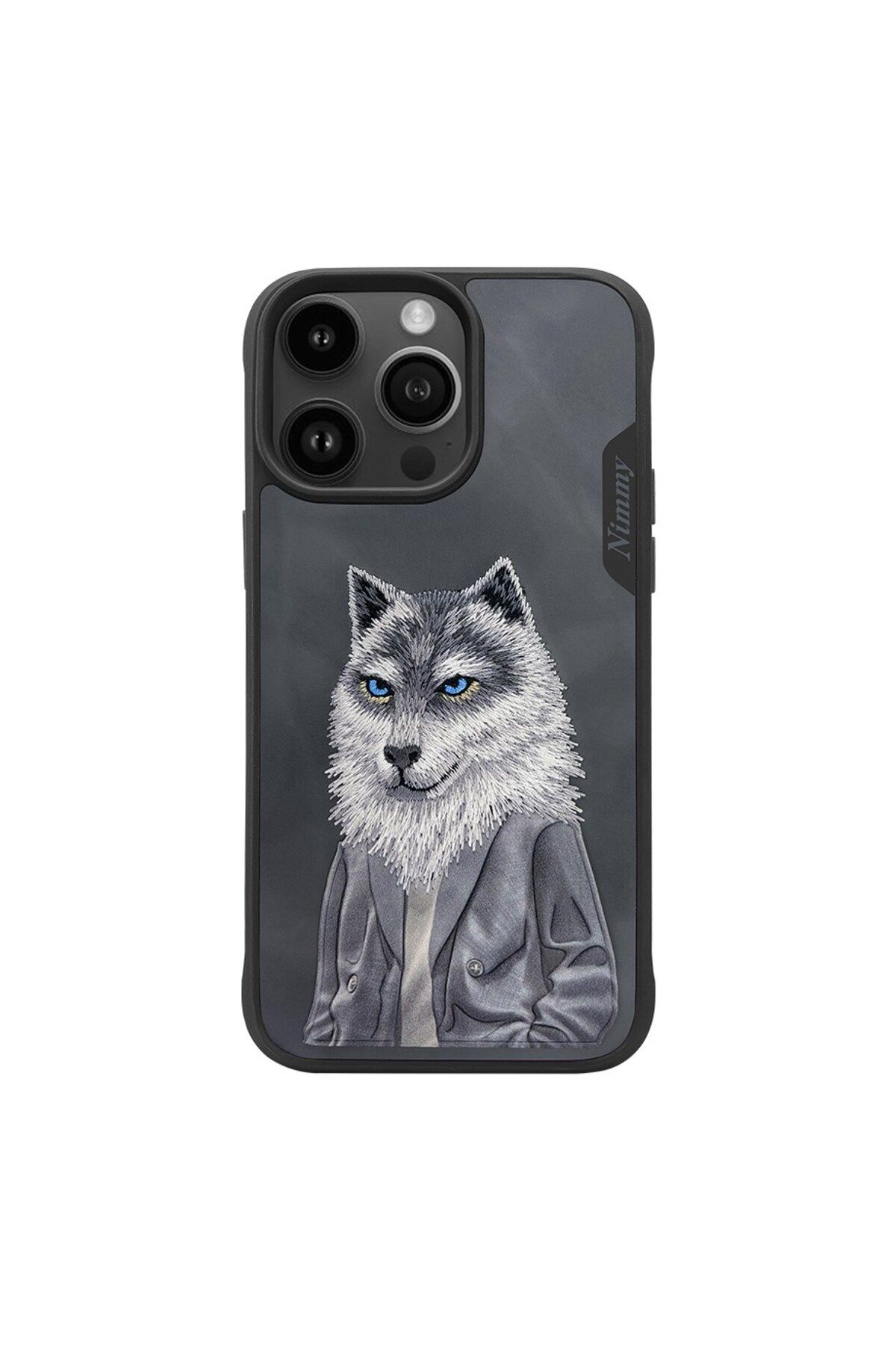 Nimmy iPhone 15 Pro Max Uyumlu 3D Kıyafet Kurt Detaylı Nakış İşlemeli Kabartmalı Fashion Pet Kılıf