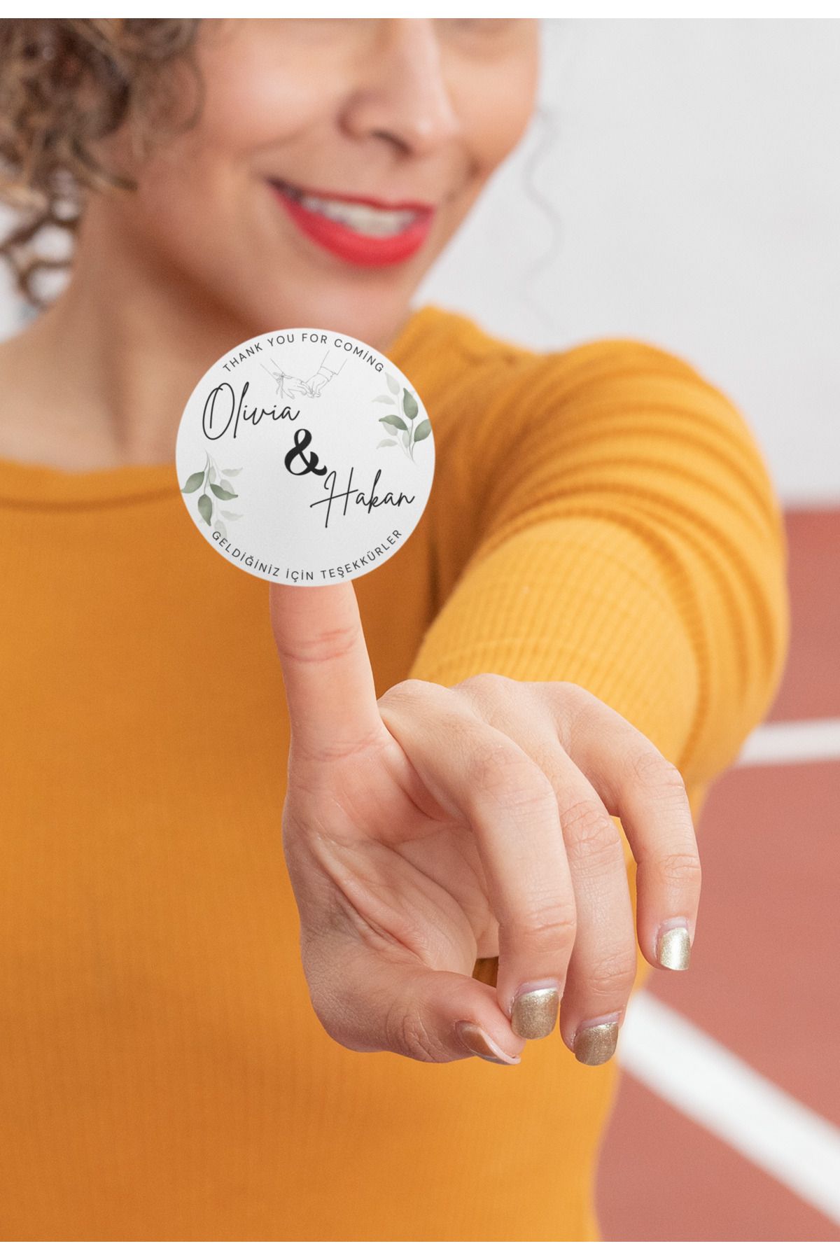 VRHediye Kişiye Özel Kına-Nişan-Söz-Nikah-Düğün Etiketi Kendinden Yapışkanlı Özel Kesim Sticker 50 Adet
