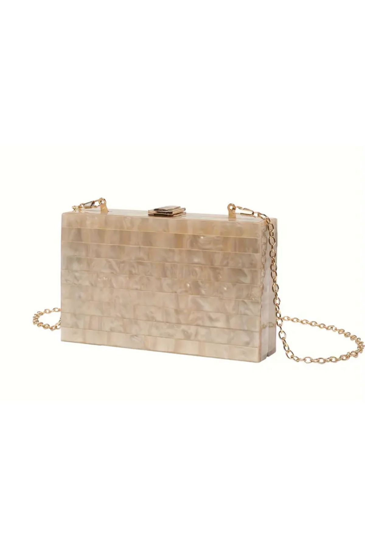 LİLİBETH BİJOU İnci Efektli Akrilik Gold Zincirli Clutch Çanta