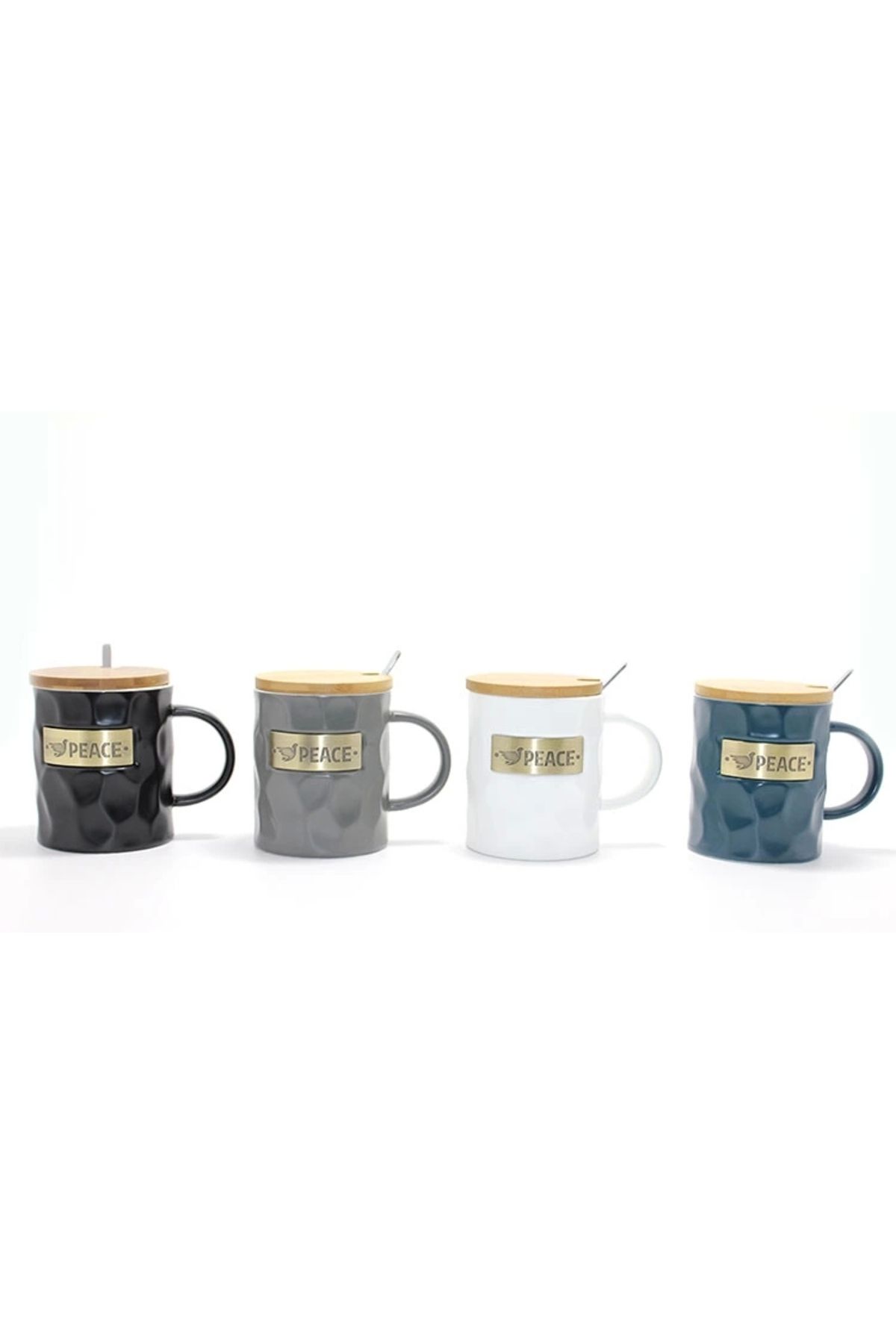 Generic Bambu Kapaklı Porselen Kupa Bardak