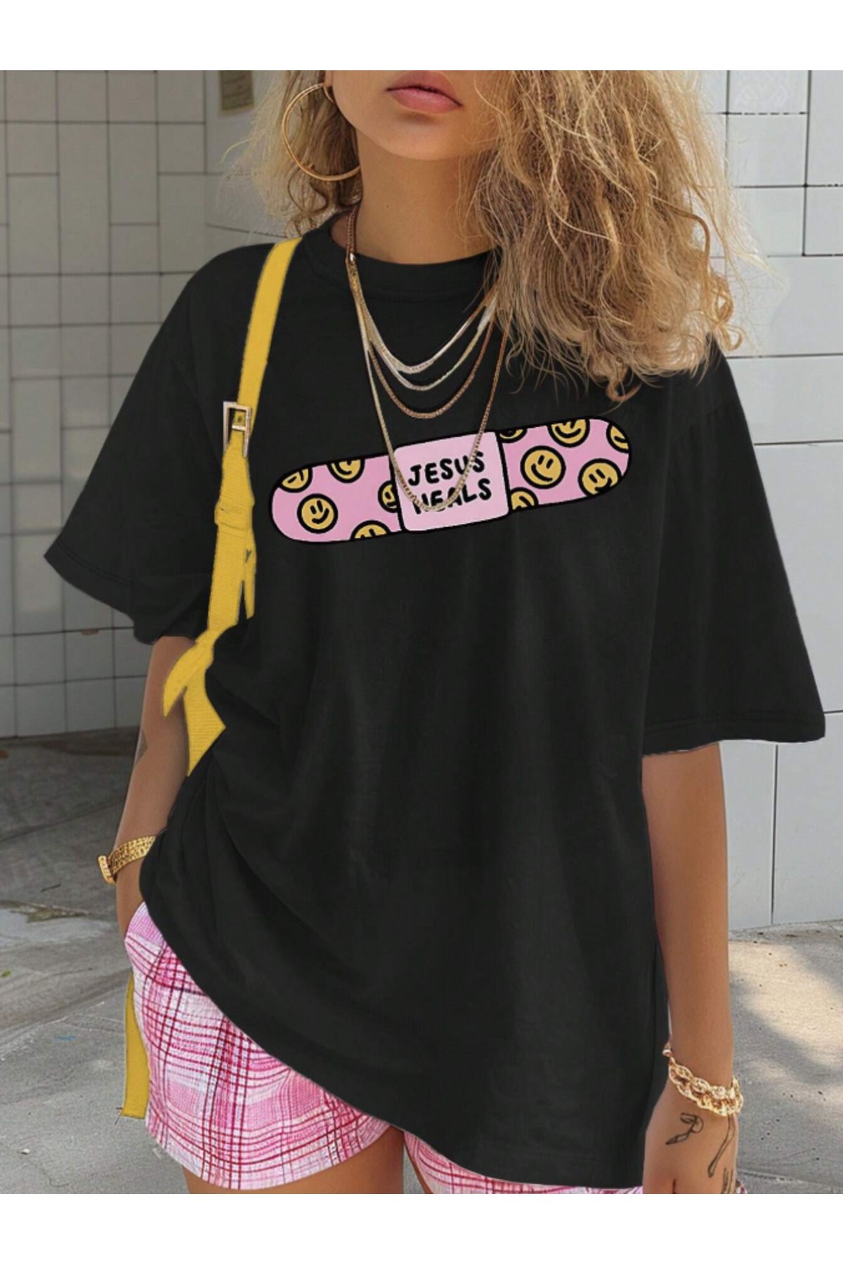 COHERENT Unisex Erkek/Kadın HEALS Özel Baskılı Oversize Pamuklu T-Shirt