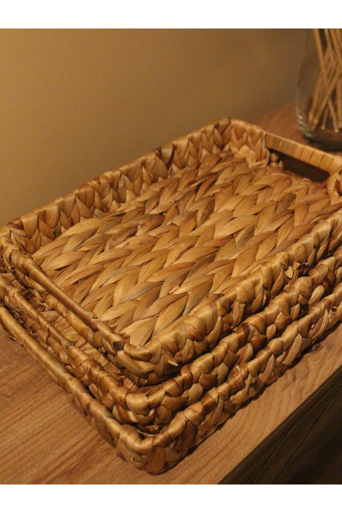 Paganca-3-Piece Wicker Water Hyacinth Rectangular Tray 6