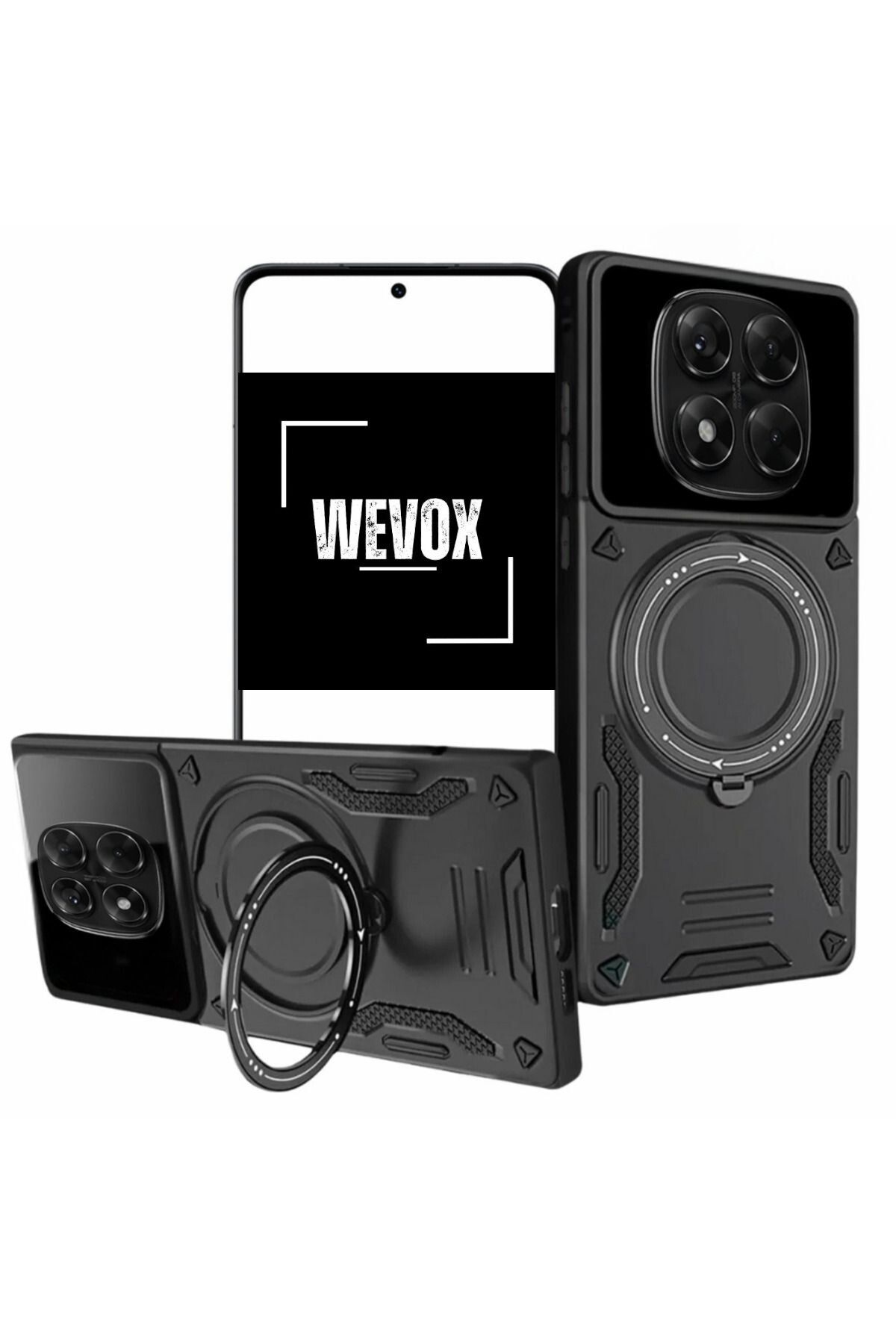 Wevox Xiaomi Redmi Note 14 Pro Plus Uyumlu Kılıf Magsafe Standlı Koruyucu Dayanıklı Tank Kapak
