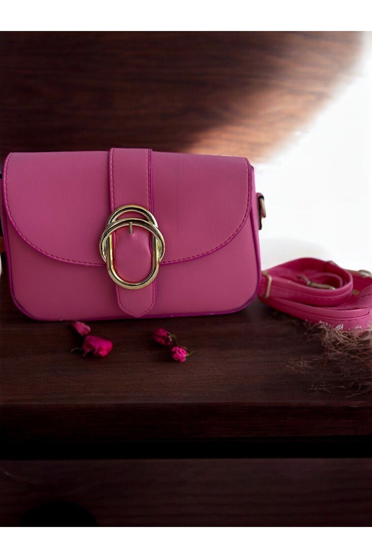 MODA LİMONBAGG PEMBE ÇITÇITLI KADIN OMUZ KOL VE EL ÇANTASI