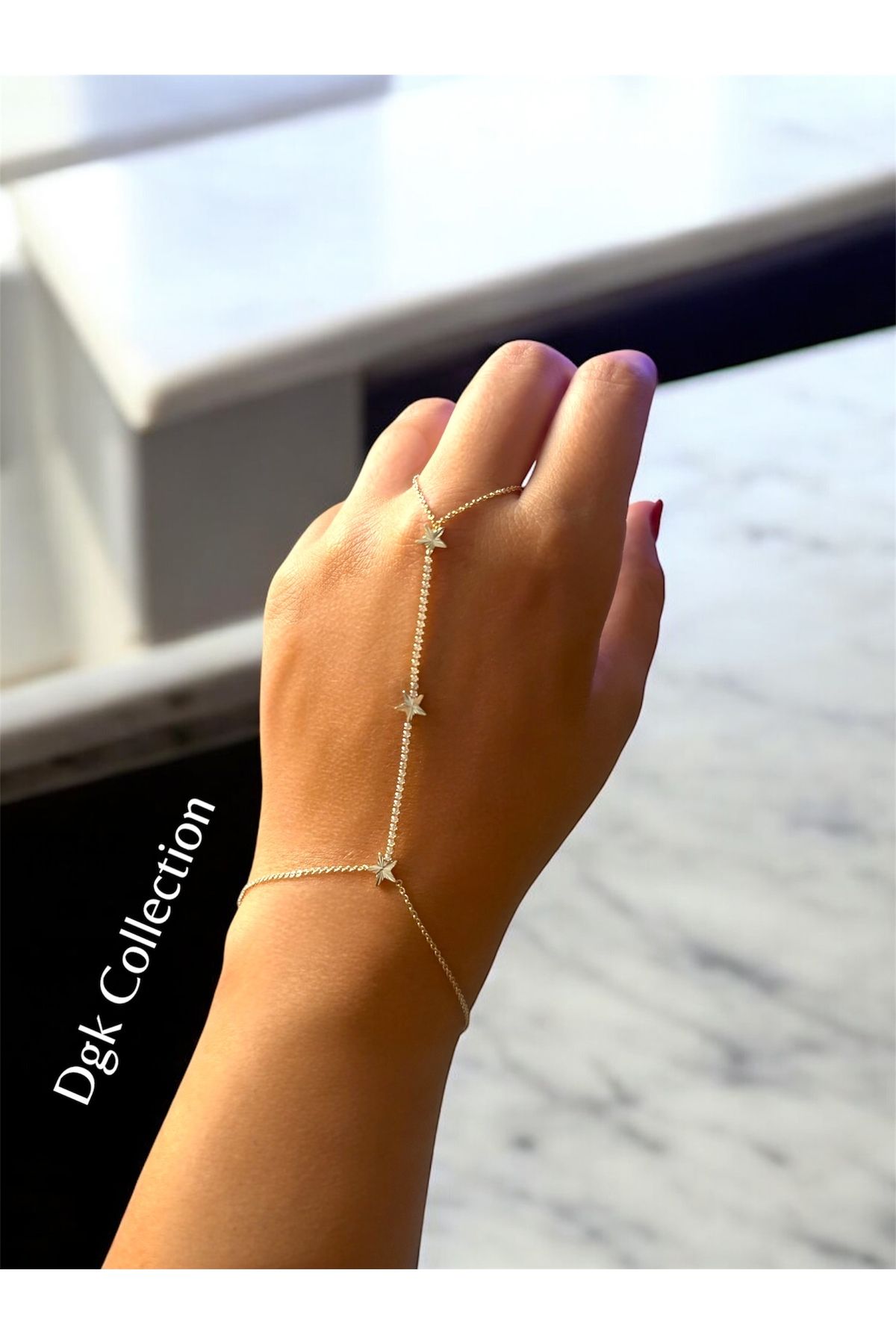DGK COLLECTİON Yıldız detaylı zirkon taşlı trend şahmeran