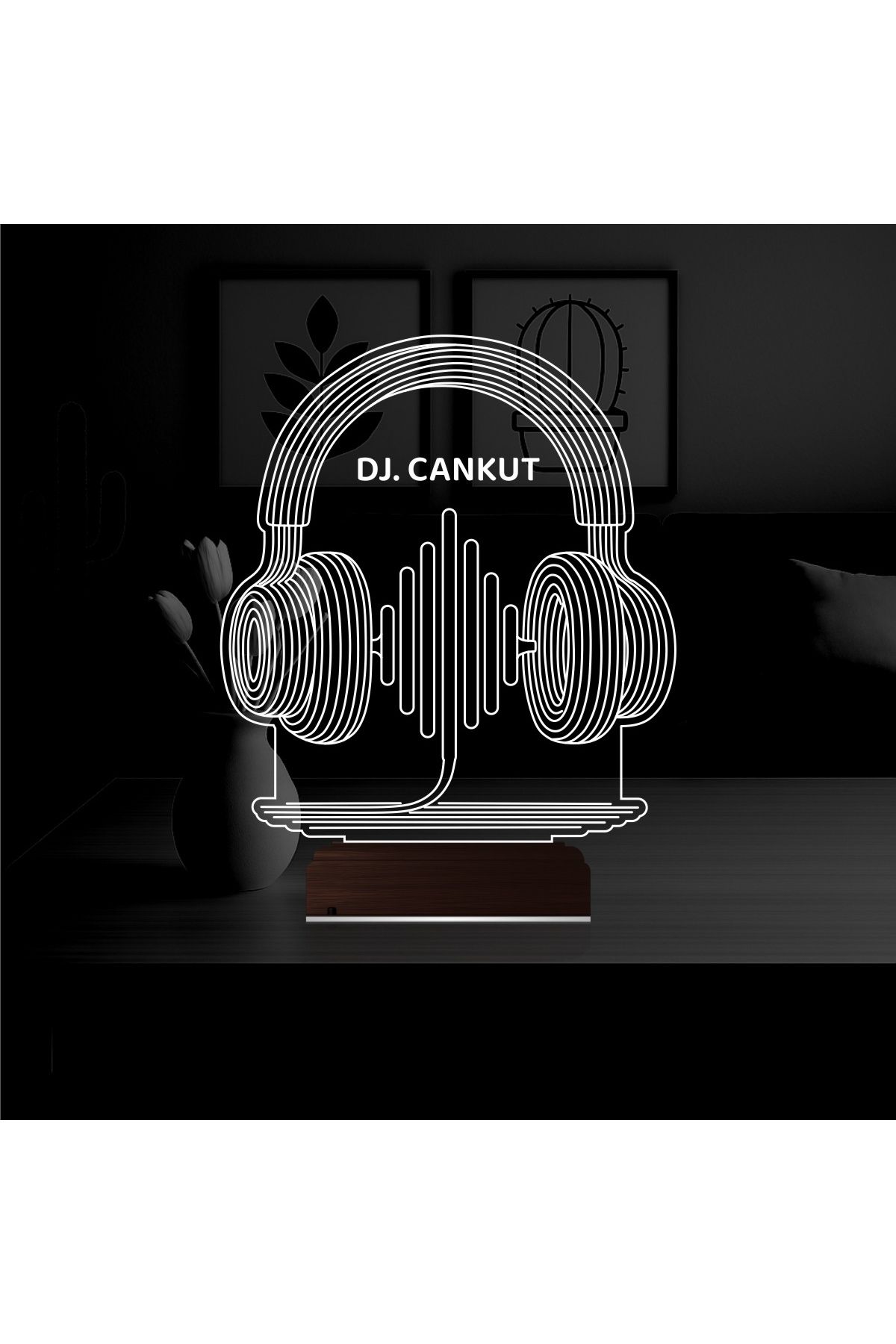 Kirppi 3d Lamba Dj Hediye Kulaklık Müzik Kişiye Özel Masa Gece Lambası KRPP3DK358