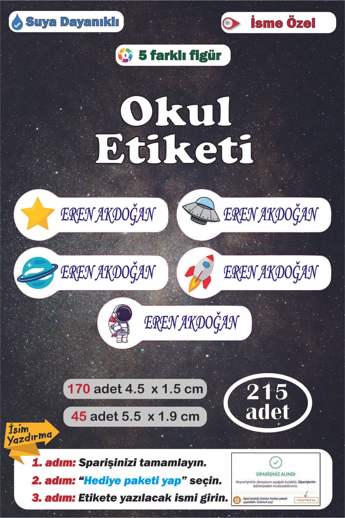 GSticker Premium Kalite Kişiye İsme Özel İsimli Defter Kalem Okul Etiketi Anaokulu Kreş İsim Etiket Seti