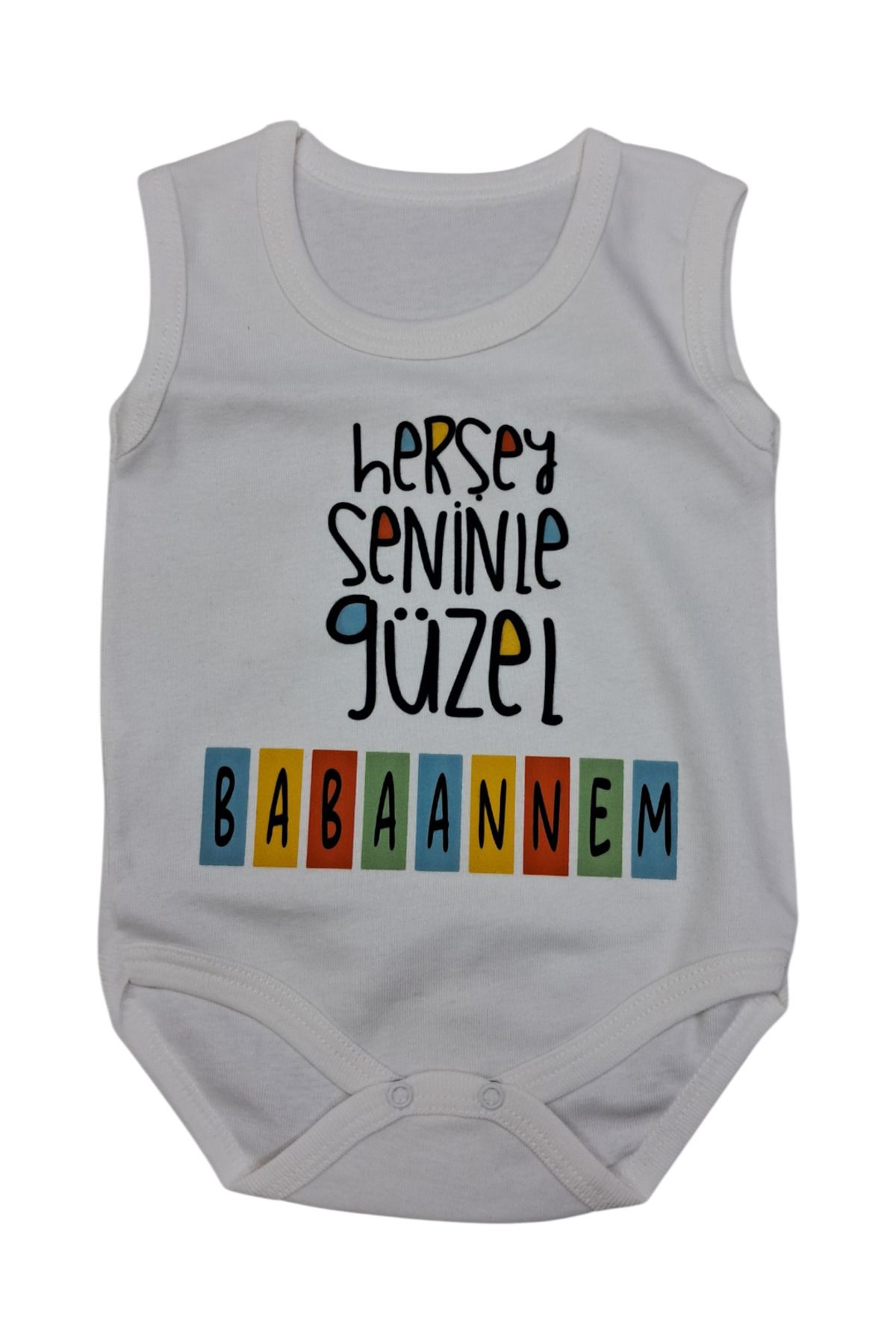 Avşar Baby Herşey Seninle Güzel Babaannem Baskılı Kısa Kol Çıtçıtlı Bady Aylık