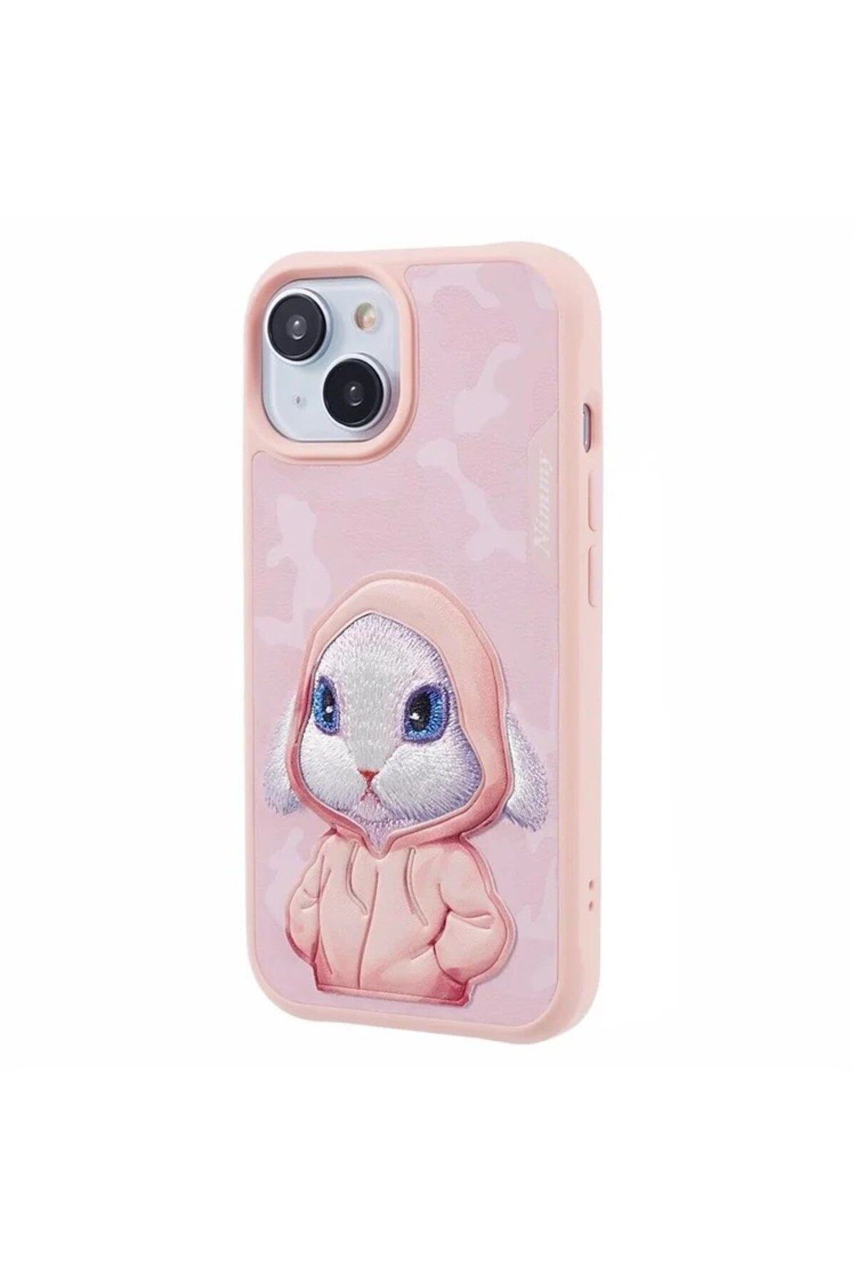 Nimmy iPhone 15 Uyumlu 3D Kıyafet Tavşan Detaylı Nakış İşlemeli Kabartmalı Fashion Pet Kılıf
