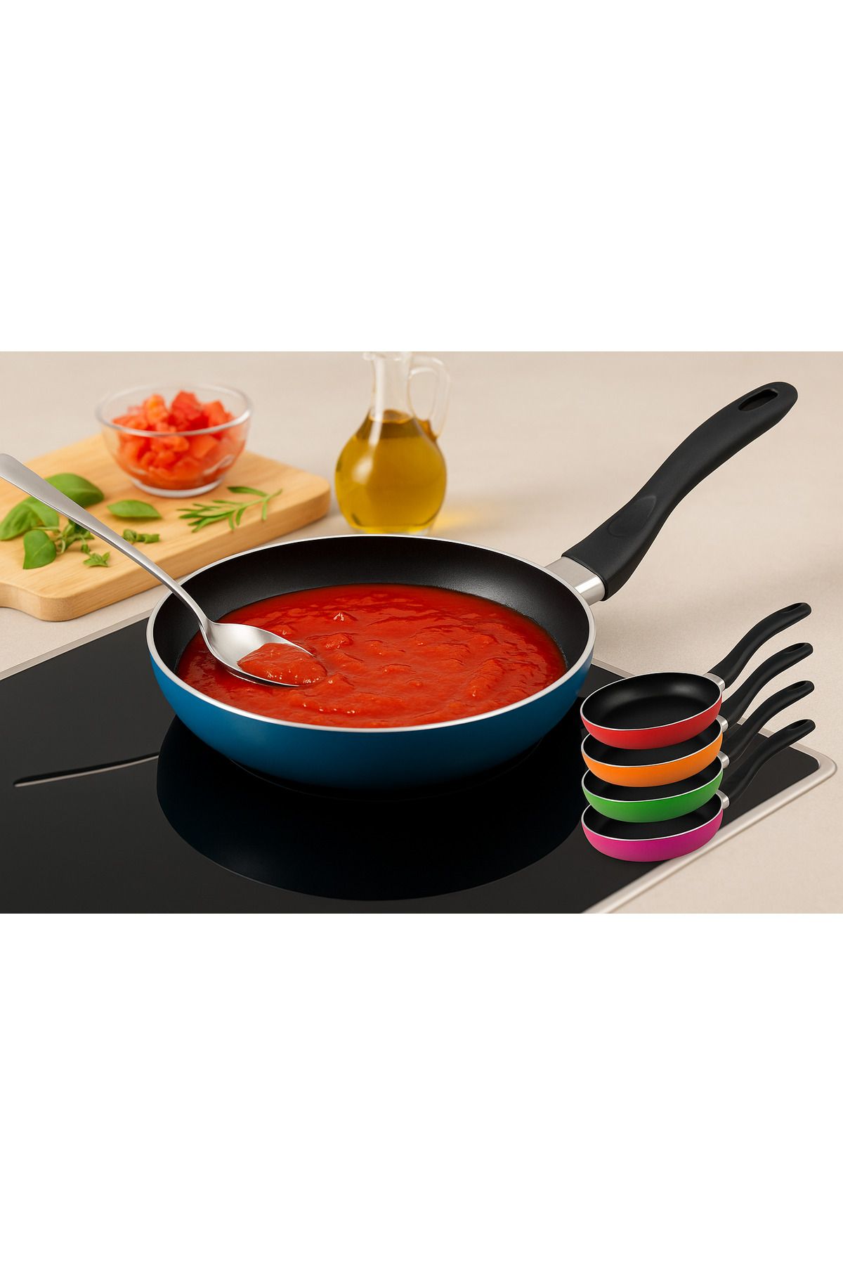 NAFA HOME Renkli Mini Tava – Yapışmaz Teflon Sos Tavası